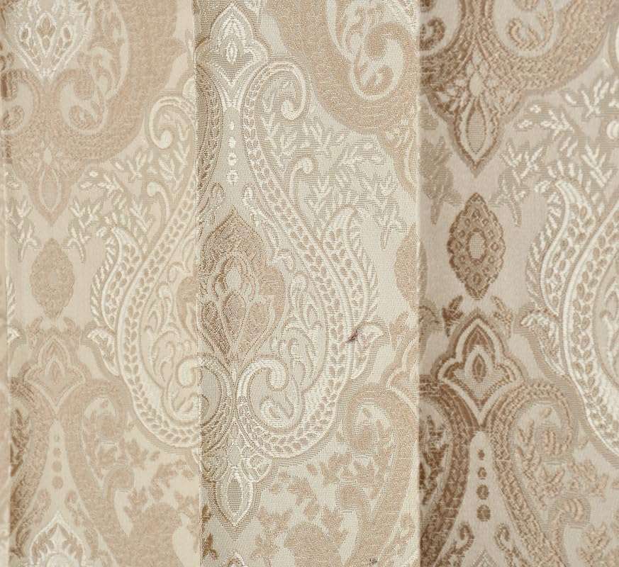 gsd home Premium Heavy Jacquard Fabric Room Darkening Elegance Dmass Design Curtains 6 Feet for Window, Beige, 3 Pieces 5