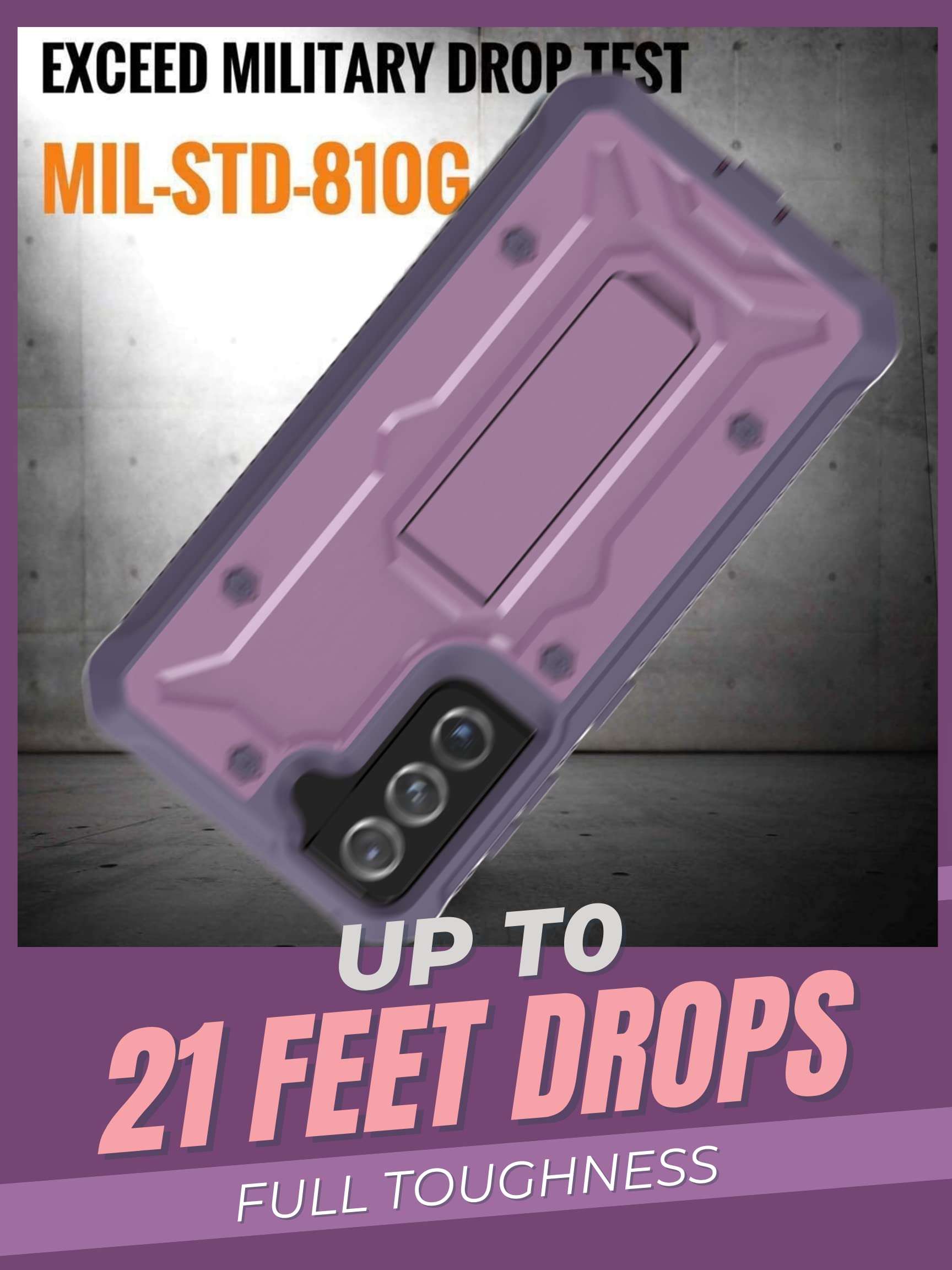 ArmadilloTek Vanguard Compatible with Samsung Galaxy S21 Case, Military Grade Full-Body Rugged with Built-in Kickstand [Screenless Version] - Purple 5