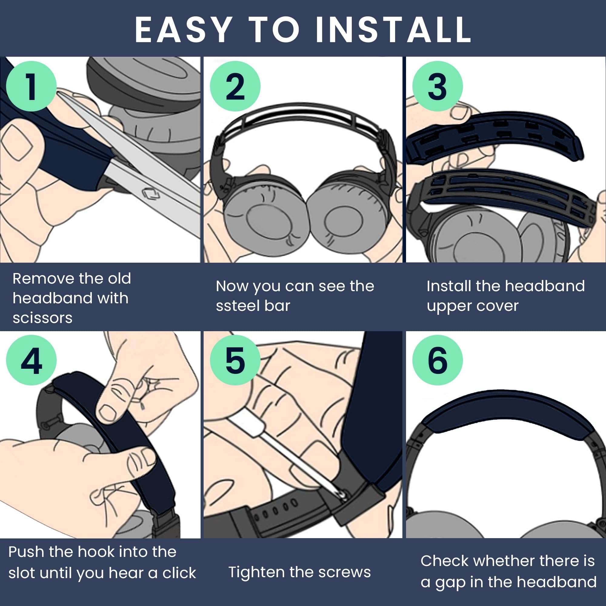 kwmobile Headphone Cushions Compatible with BoseQuietcomfort 35 / QC35 / Quietcomfort 45 / QC45 Cover - Faux Leather Replacement Pads for Headphones - Black 6