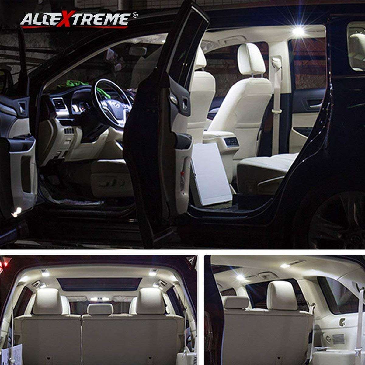 AllExtreme EX12L1W 12 LED Universal Car Interior Super Bright Roof Light Reading Dome Bulb Lamp with Festoon Holder (6W, White, 1 Pc) 6