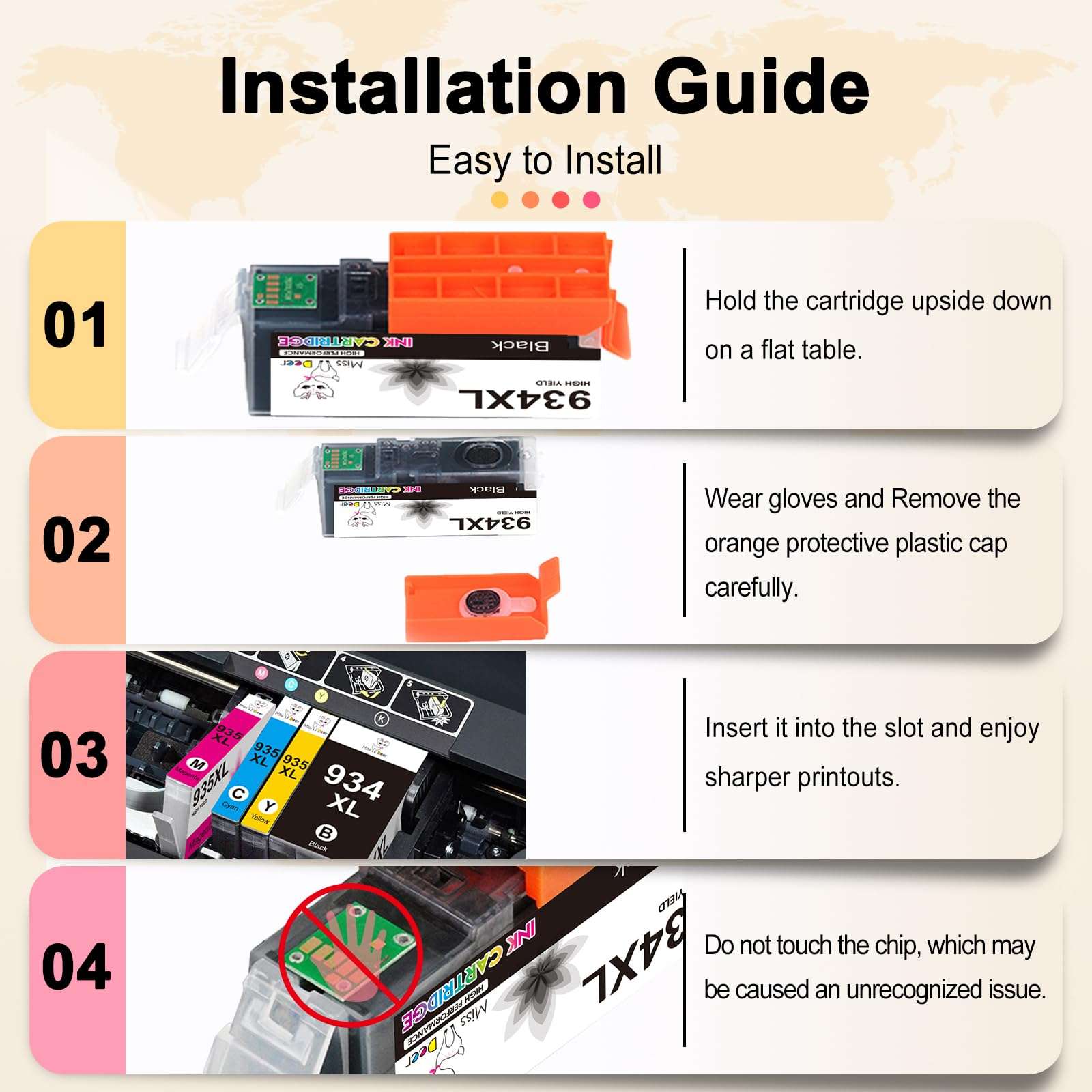 Miss Deer 934 and 935 Ink Cartridges 5-Pack, Compatible Replacement for HP 934XL 935XL HP934 HP935 XL for OfficeJet Pro 6830 6230 6815 6835 6812 6820 6220 Printer (2 Black 1 Cyan 1 Magenta 1 Yellow) 6