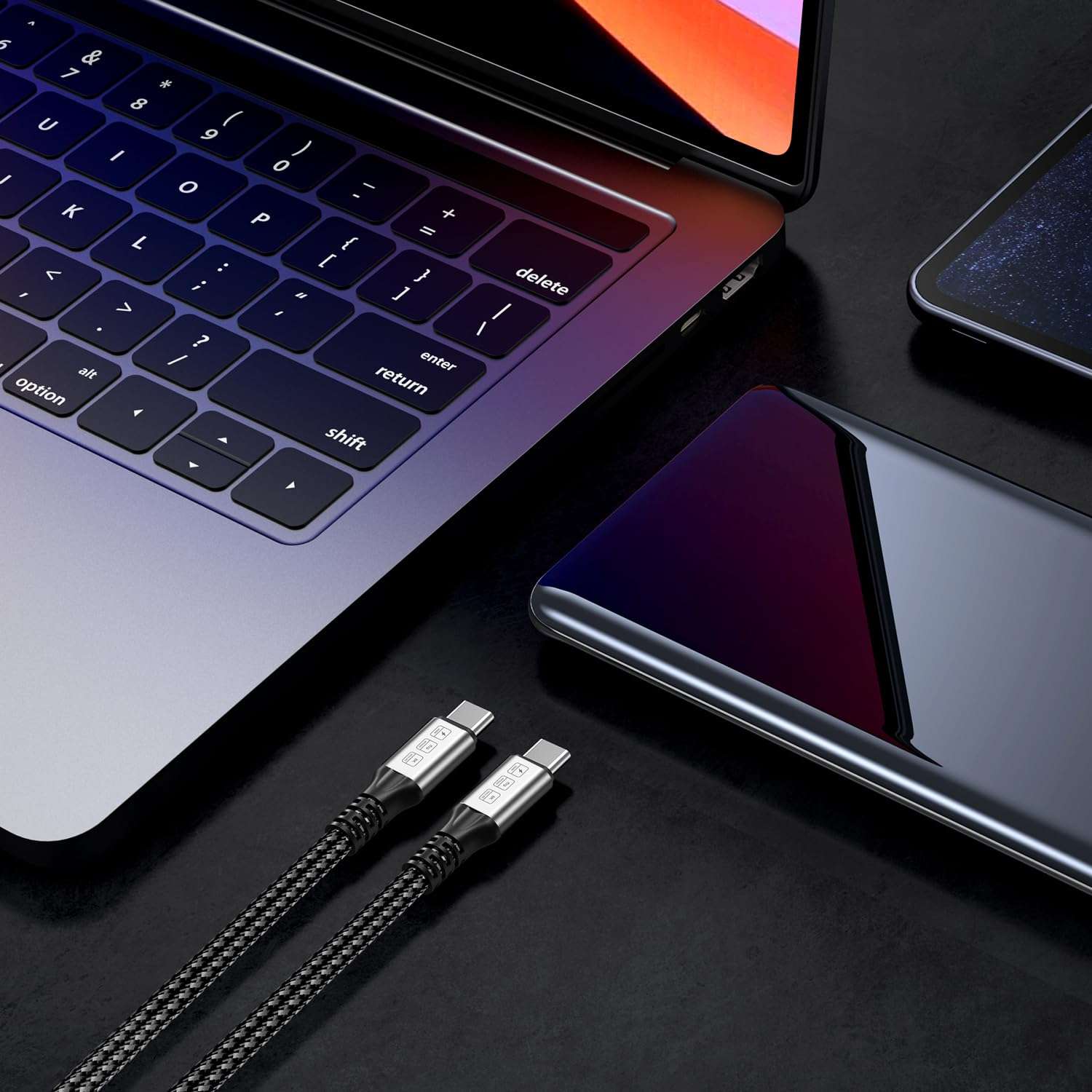 240W Thunderbolt 4 Cablle 6ft USB C Thunderbolt 4 Cable Monitor Cable Supports 40Gbps Data Transfer and Single 8K/Dual 4K Video Compatible with Thunderbolt 4/3 Monitor, Hub, Docking Stations-Silver 6