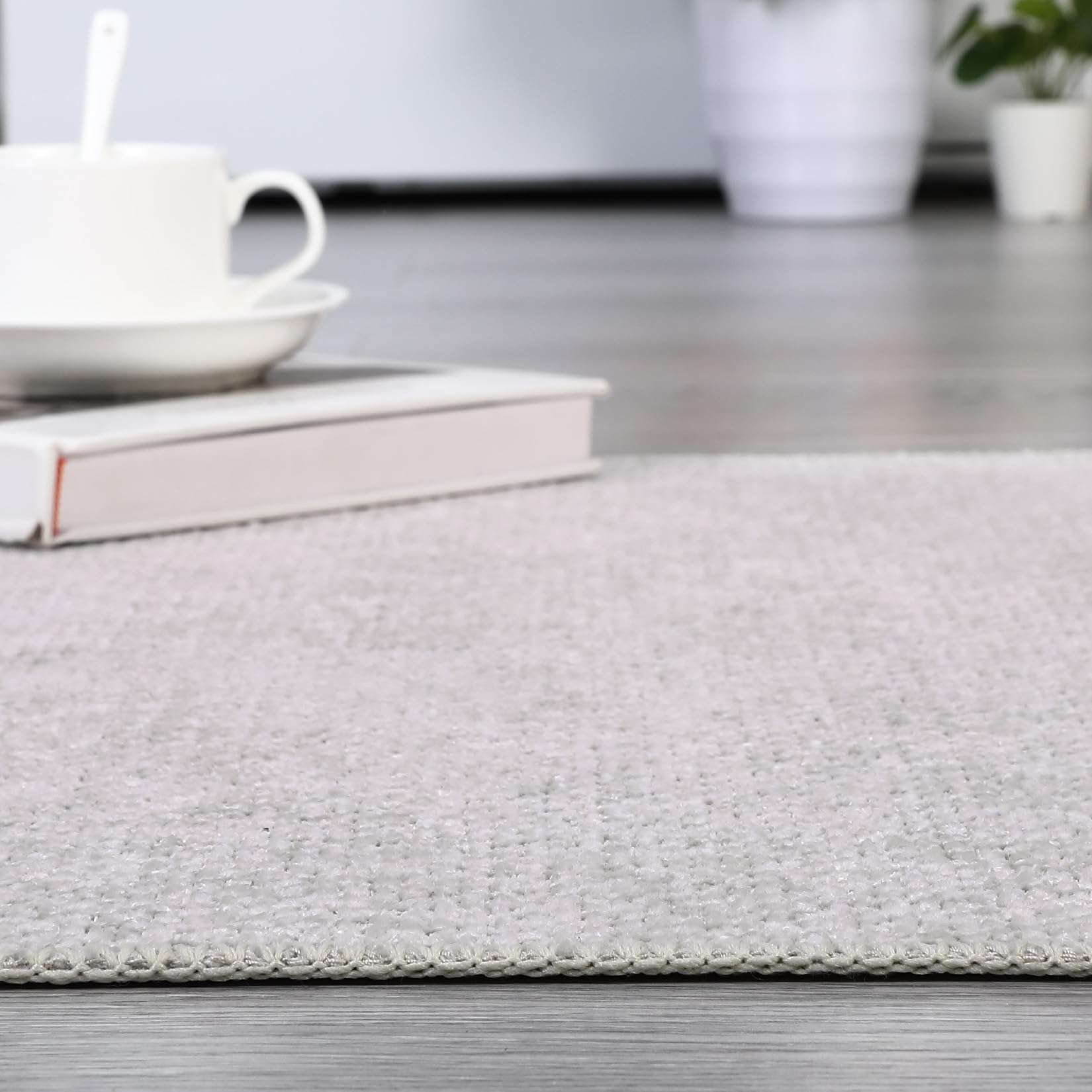 GAOMON Washable Area Rug Modern Solid Weaving Textured Living Room Rug Non-Slip Stain Resistant Farmhouse Accent Rug Indoor Floor Carpet for Bedroom Entryway Laundry Room, 4' x 6', Dark Grey 4