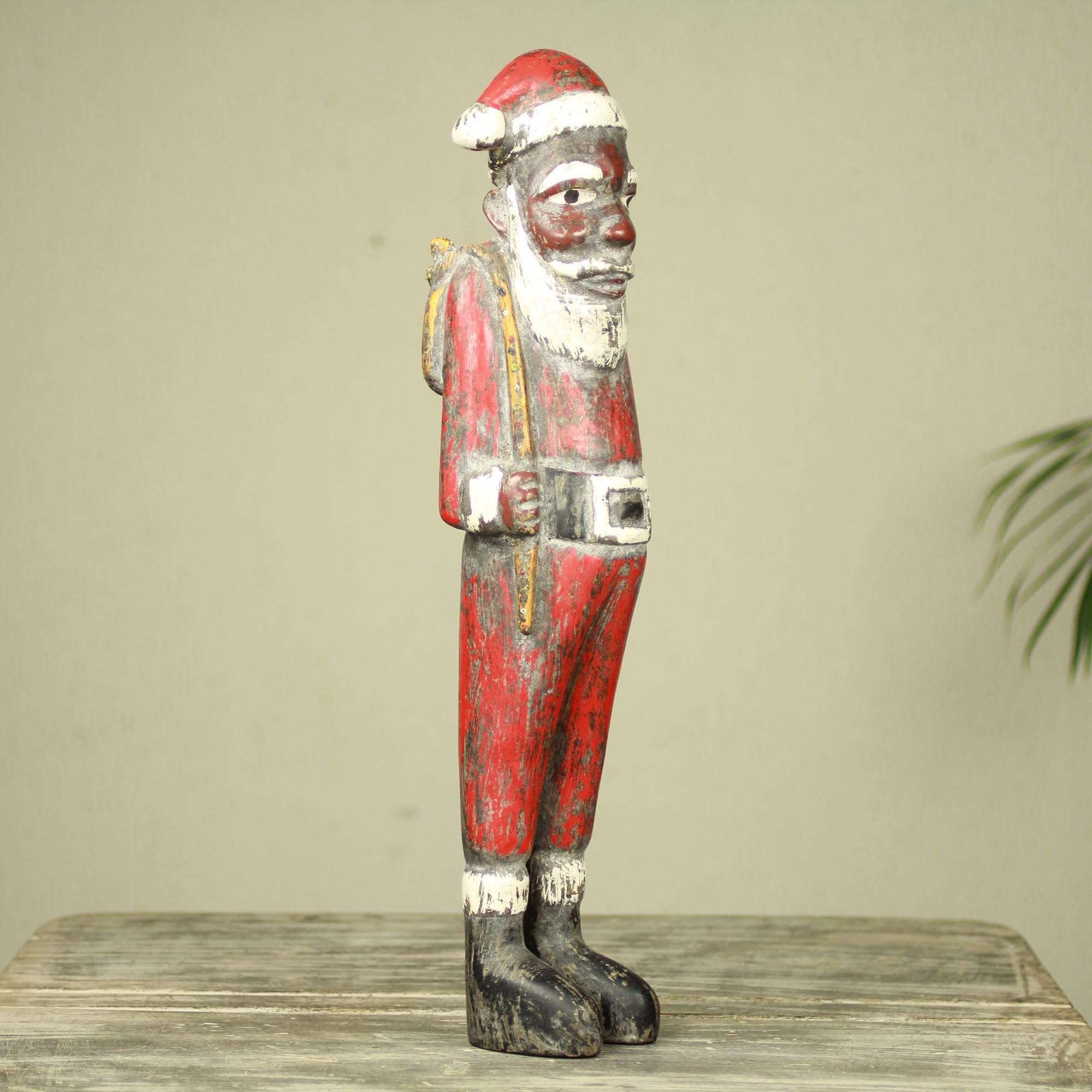 NOVICA Hand Carved Painted Wood Holiday Decor Santa Claus Sculpture, Father Christmas' 3