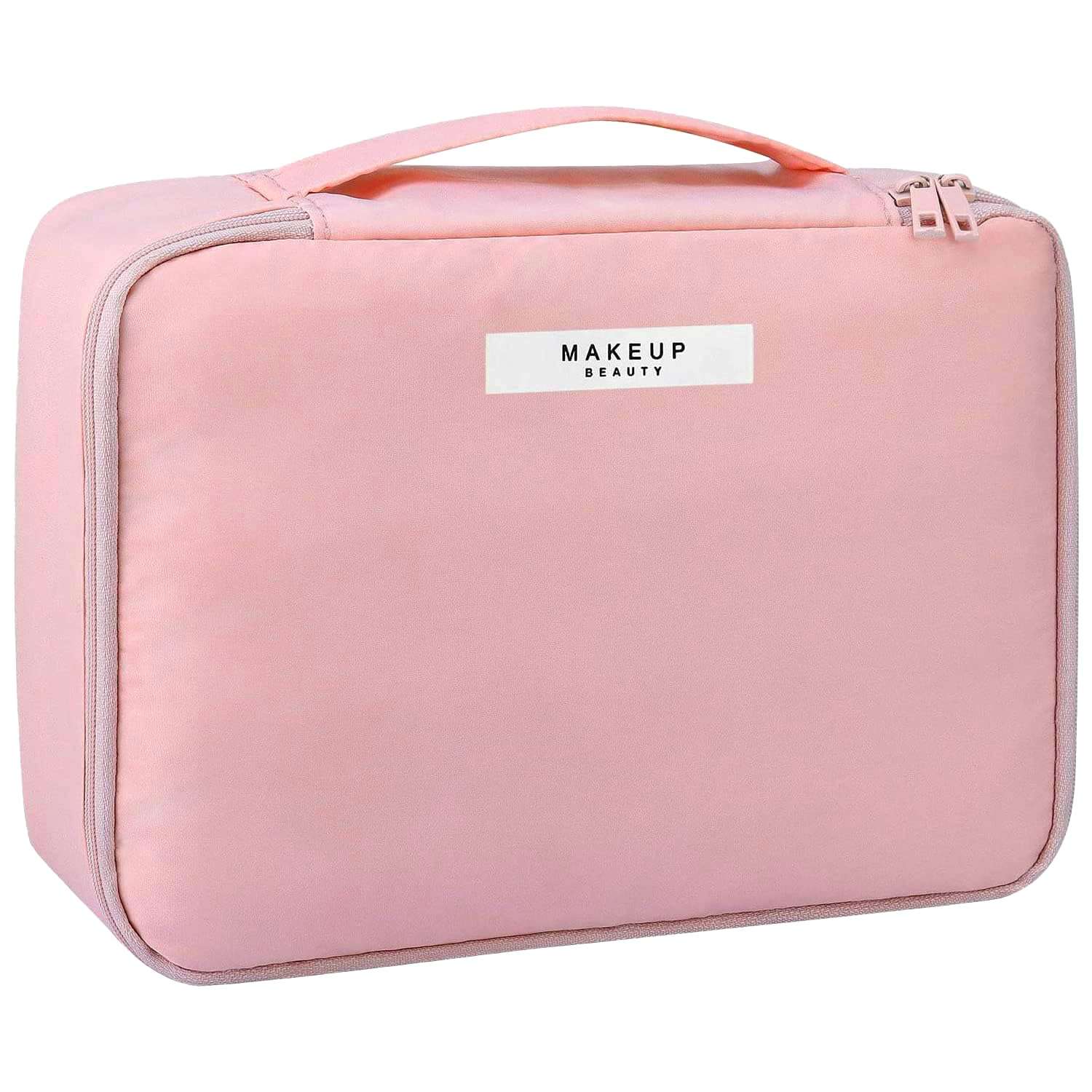 WEMOL Small Travel Fashion Cosmetic Organizer Bag with Detachable Pouch, Super Soft Makeup Organiser Bag for Brushes, Toiletries, Cosmetics Items for Women (Pink) 1
