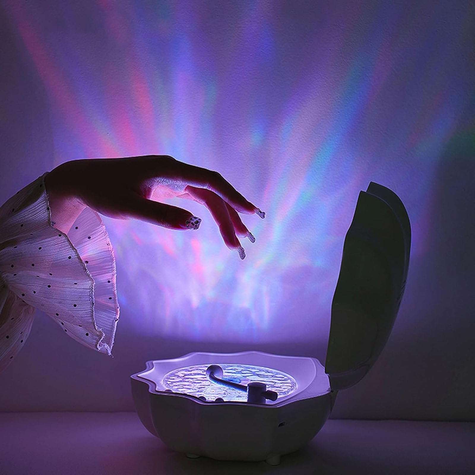 Moana Shell Speaker, Northern Light Shell Record Player, Shell Ocean Wave Projector Lamp with Bluetooth Music Player, White Noise Sound Machine Built-in Music Box for Bedroom Room Decor (Blue) 6