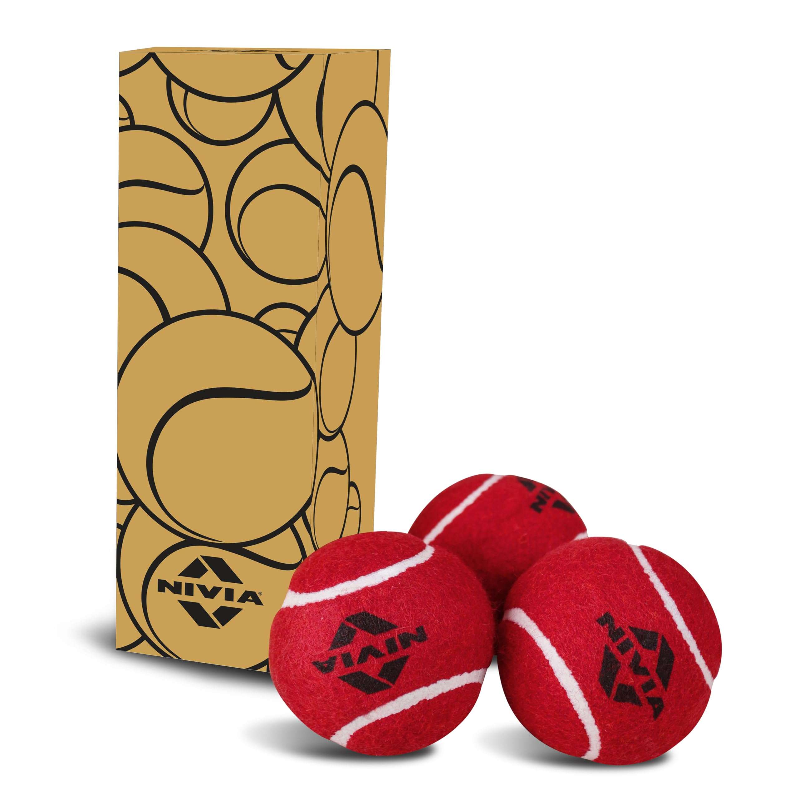 Nivia Heavy Weight Tennis Cricket Ball, Tennis Ball for Cricket Practice, Street Match Ball, Training Ball for Outdoor & Indoor, Heavy Tennis Balls for Players (Red, Pack of 3) 1