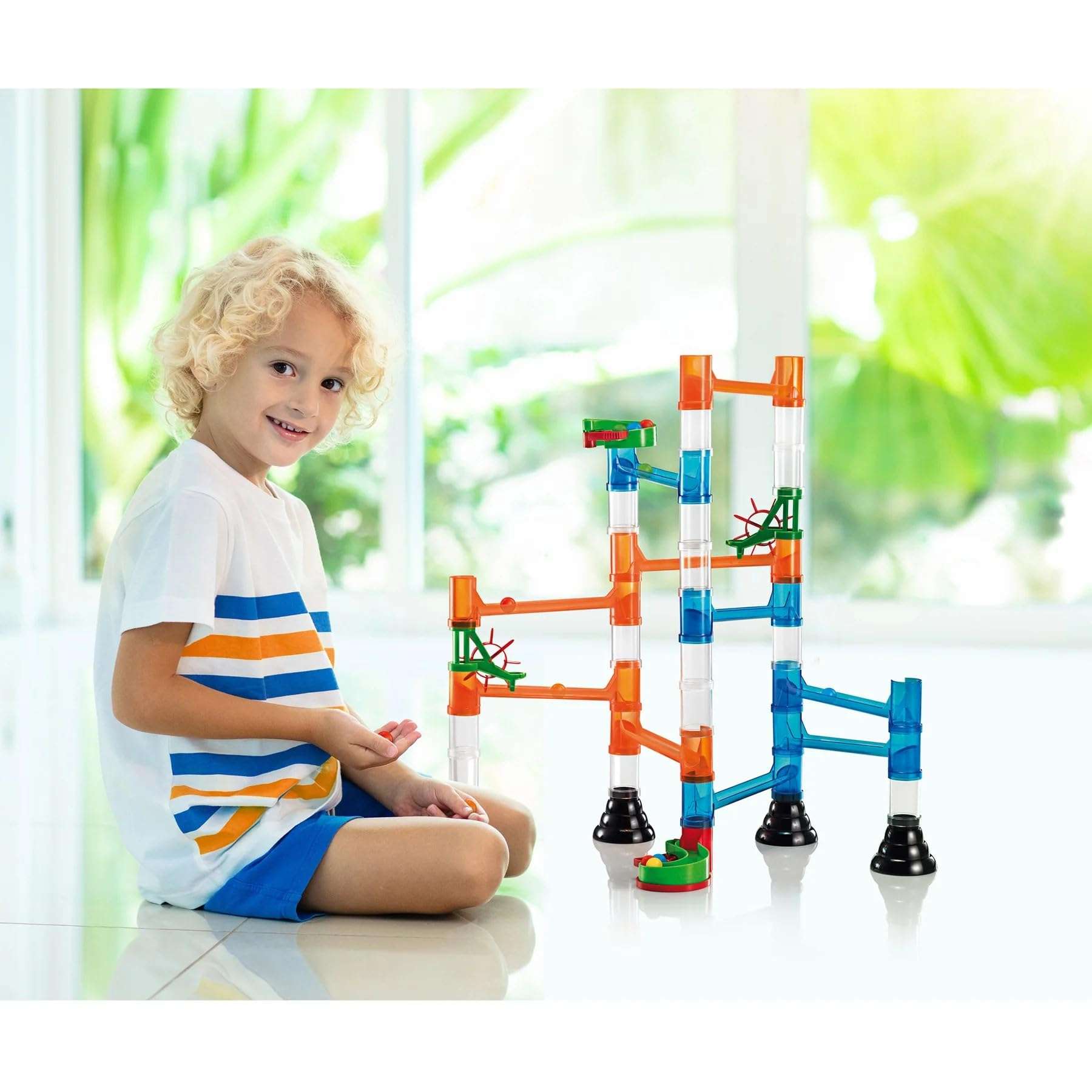 Quercetti Transparent Marble Run - 45 Piece Basic Building Set - Classic Construction Toy Perfect for Beginners Ages 4 and Up (Made in Italy) 6