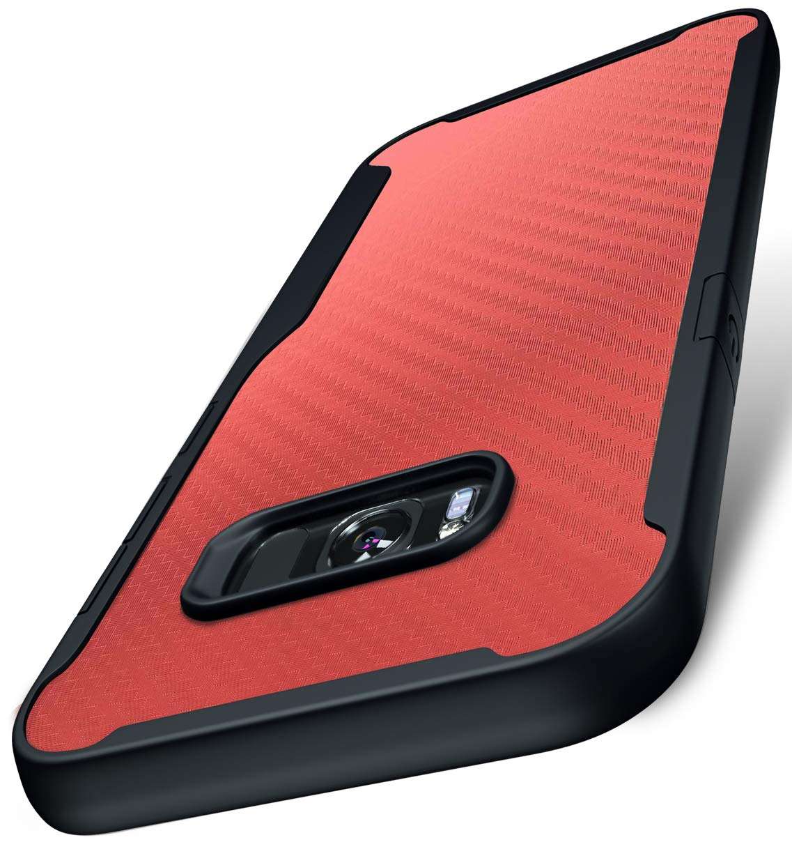 Carbon Fiber Pattern Slim Case Compatible with Samsung Galaxy S8, Shockproof 10ft. Drop Tested, Wireless Charging Compatible - Red 4