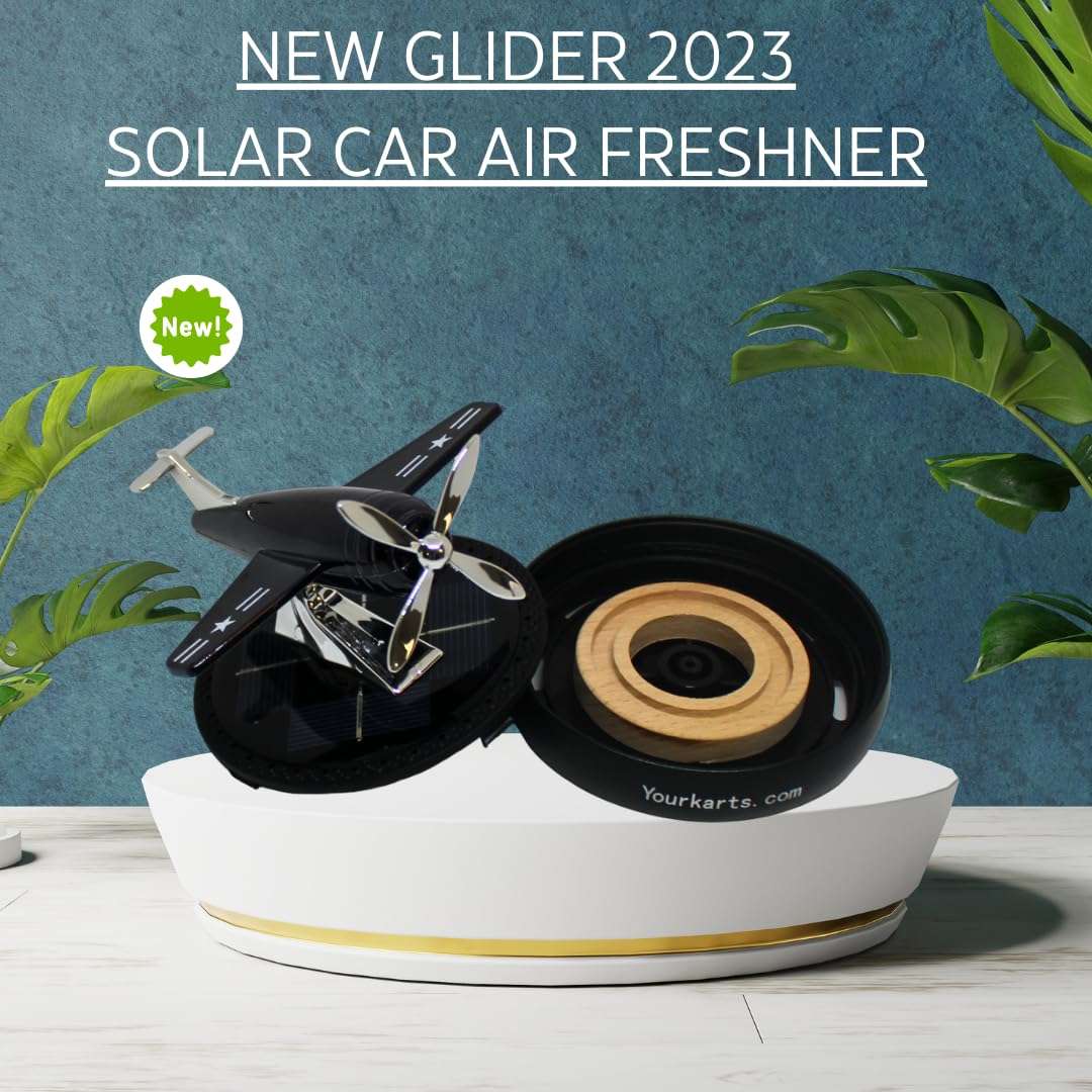 YOURKARTS.COM ™ New Glider 2024 Solar car Dashboard Perfume 360 Degree Rotation With plant based perfume (BLACK) 3