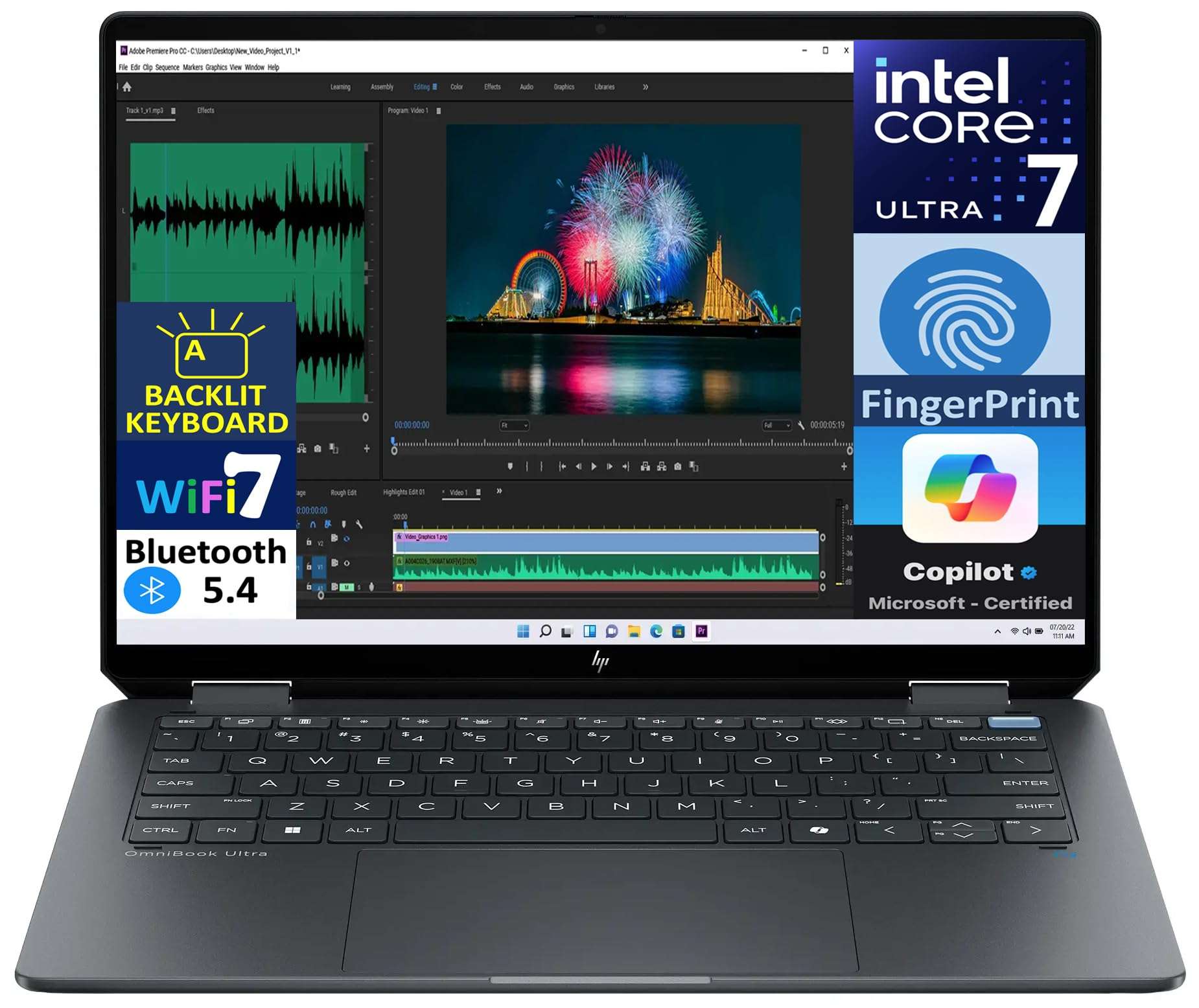 HP OmniBook Ultra Flip 2-in-1 Laptop 14.0" Touchscreen 2.8K Display (Intel Ultra 7-256V, 16GB LPDDR5, 2TB PCIe SSD, Backlit KB, Fingerprint, 2 Thunderbolt 4, Win 11 Pro) w/DKZ USB Port Expander 2