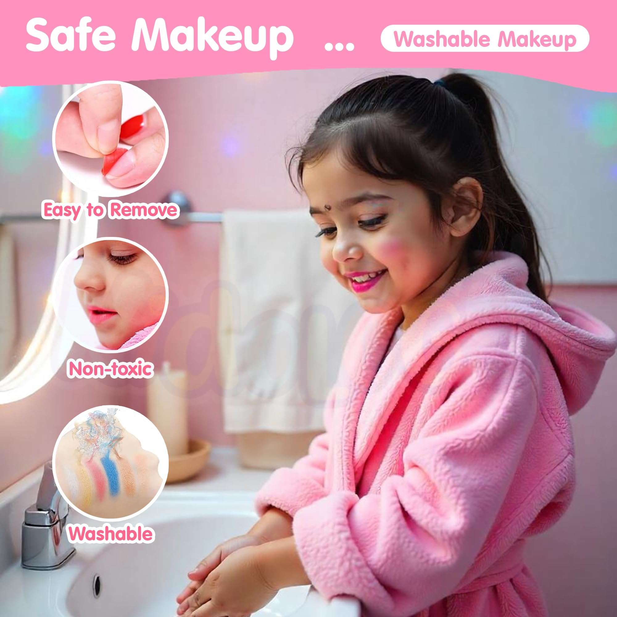 Kidology Kids Makeup Kit for Girl, Unicorn Toys for Girl Real Washable Makeup Girls Princess Play Make Up Toys, Makeup Set for Age 3+ Year Old Christmas & Birthday Gift (Mermaid Suit Case Makeup Set) 5