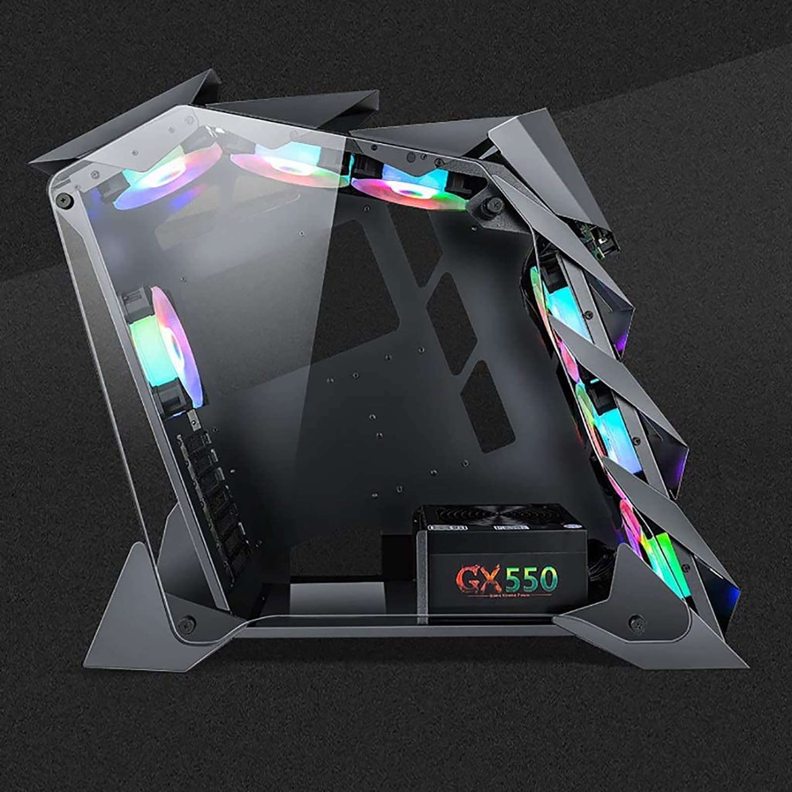 ATX Gaming Case - Micro ATX PC Case/ATX Computer Case- Mid Tower -Tempered Glass - Fan and Water Cooling Support (Color : Black) 4