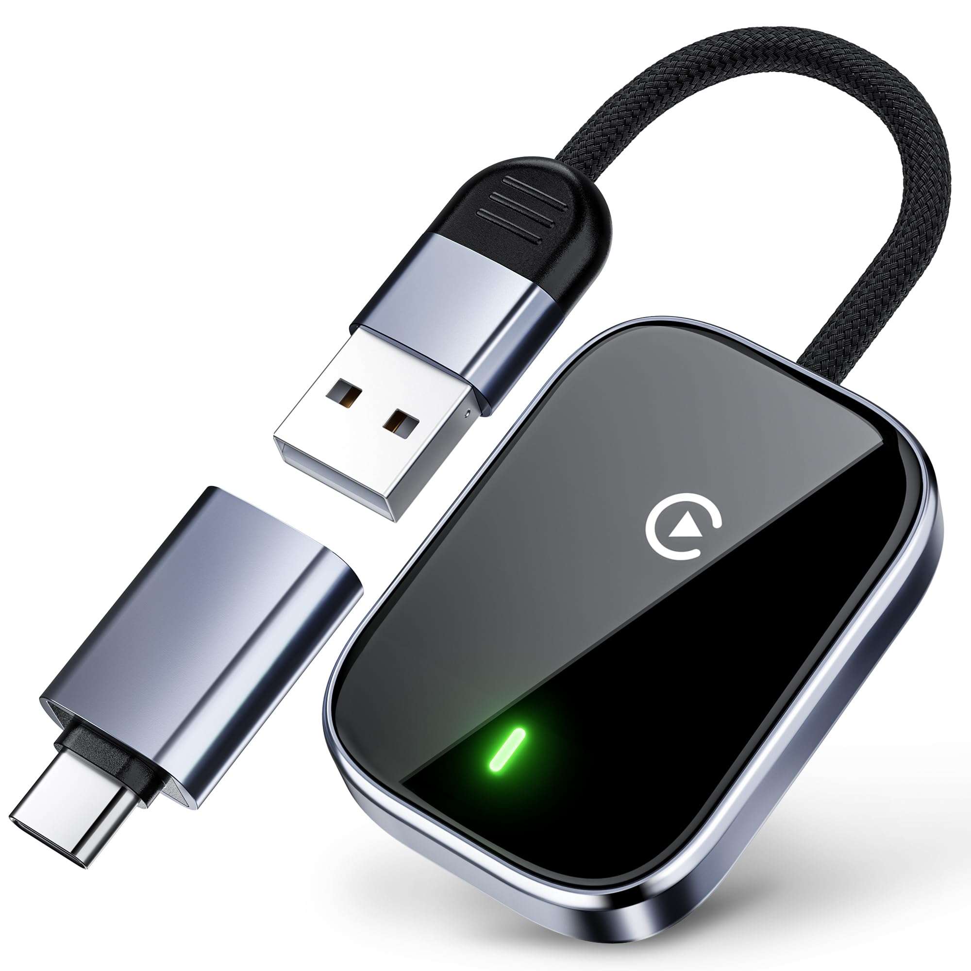 Redlake Wireless CarPlay Adapter for iPhone Mini Size Wireless Apple CarPlay Adapter for USB & USB-C/Type-C Plug and Play Black (Matte Black) 1