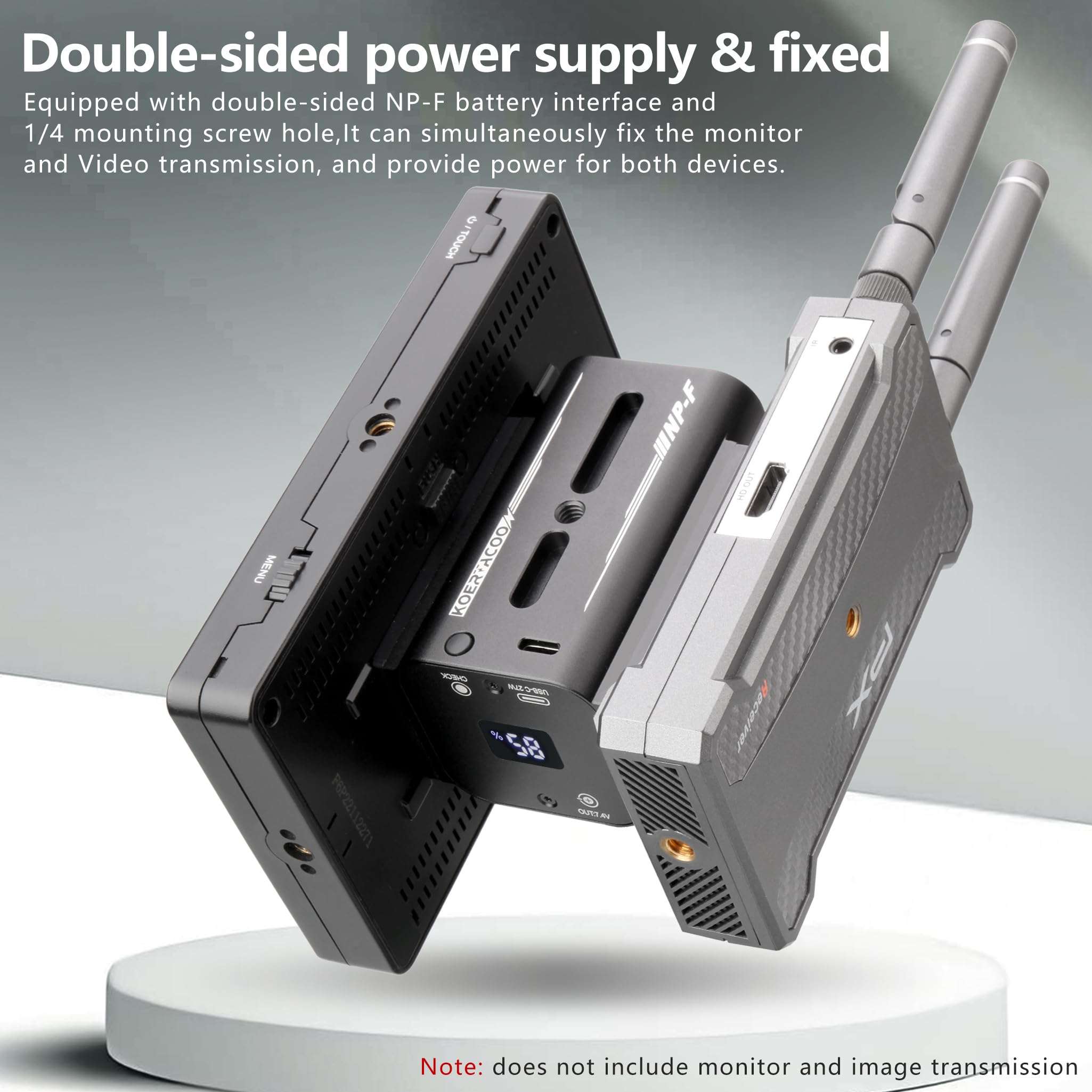 KOERTACOO Dual-Sided NP-F Battery (8700mAh), with DC 7.4V and Type-C Ports, LED Display, Replacement for Sony NP-F550/770/970 Battery, Suitable for LED Lights, Monitors, and Video Transmission. 3