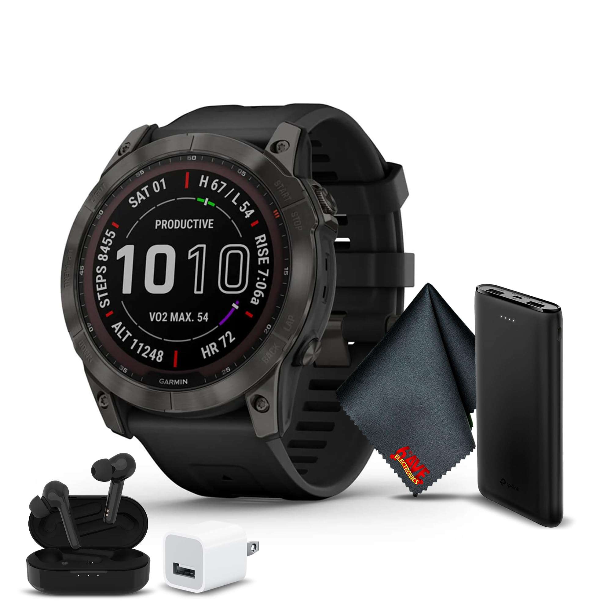 Garmin Fenix 7X Pro Sapphire Solar Edition 51 MM GPS Smartwatch Built-in Flashlight and Power Sapphire Solar Charging Lens and Advanced Training Features with Carbon Gray DLC Titanium and Black Band 1