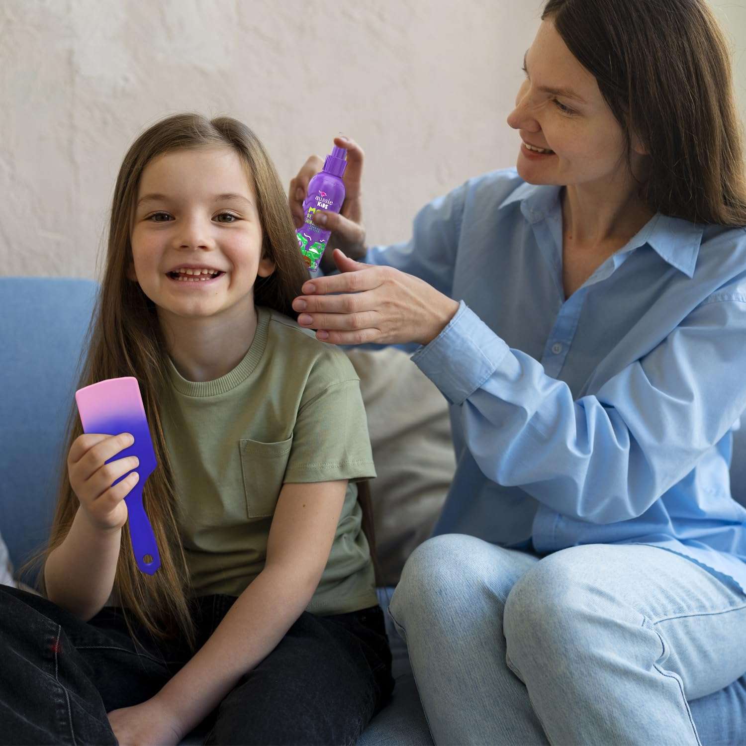 6 Pc Hair Detangler Kit Includes Aussie Kids Moist Tangle-Free Spray Detangling Wet or Dry Paddle Brush for All Hair Types Sectioning Clips Paraben and Sulfate-Free 8Fl oz by Great Lakes Goods 4