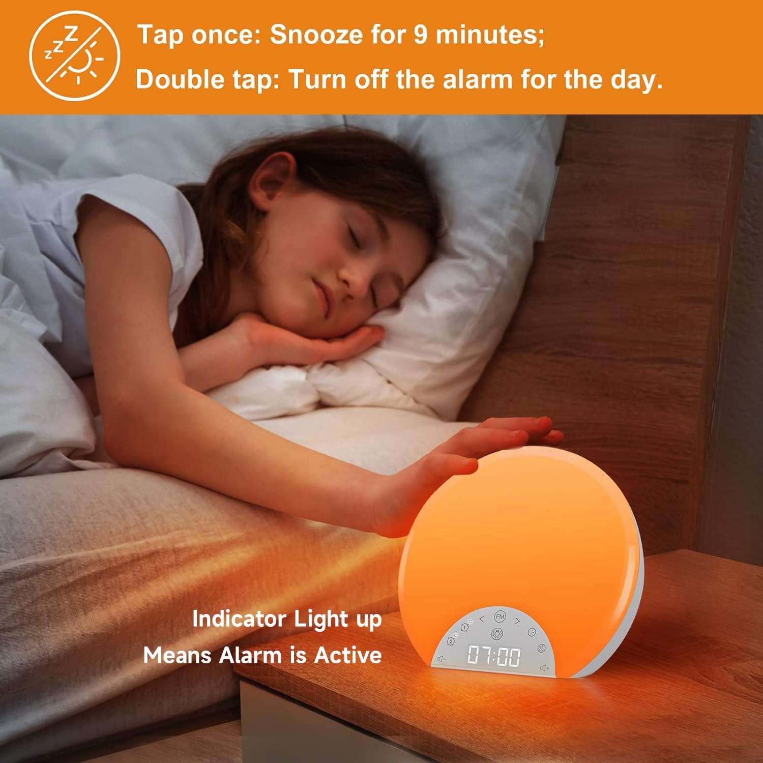 ANTDALIS Sunrise Alarm Clock Wake Up Light for Kids, Adults, Heavy Sleepers with Dual Alarms, Snooze, Sleep Aid with 7 Nature Sounds for Bedrooms with 8 Colors Night Light, FM Radio, Gift Ideas 4