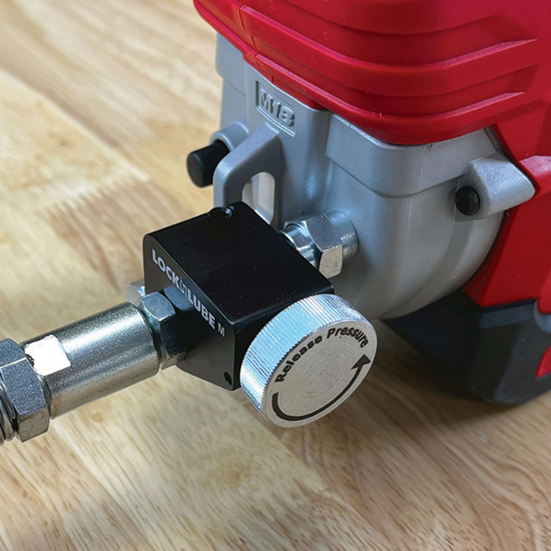 LockNLube Pressure Return Valve for Use with Cordless Grease Guns. No More Pressure Locks! Returns Grease to The Tube. Releases Hose backpressure. 3