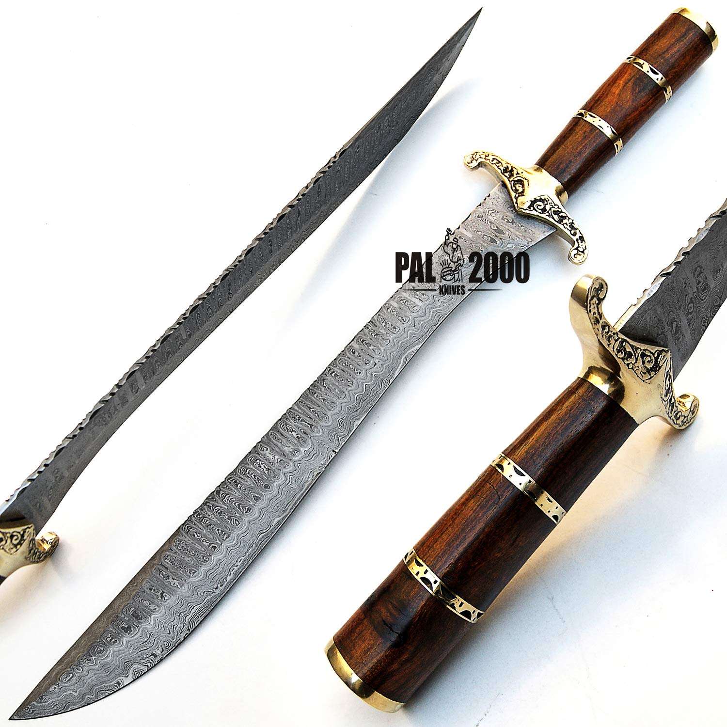 Custom Handmade Spring Damascus Sword with Sheath - Viking Sword Hunting Full Tang longsword for Men 9908 4