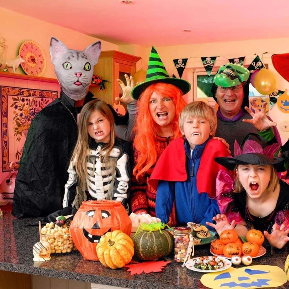 Snotra Shop FantasyParty Halloween Novelty Mask Costume Party Latex Cute Cat Mask Animal Head Mask 5