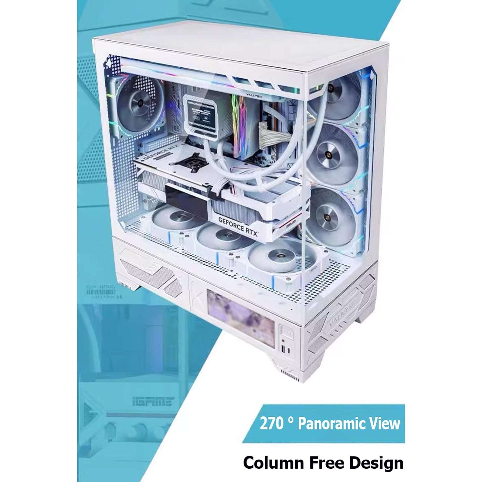 Computer Cases,Mid-Tower PC Gaming Case M-ATX/ATX/ITX - Front I/O USB 3.0 /Type-C Port - 270 ° Panoramic View Tempered Glass Panel - Can Be Customized Privately 3