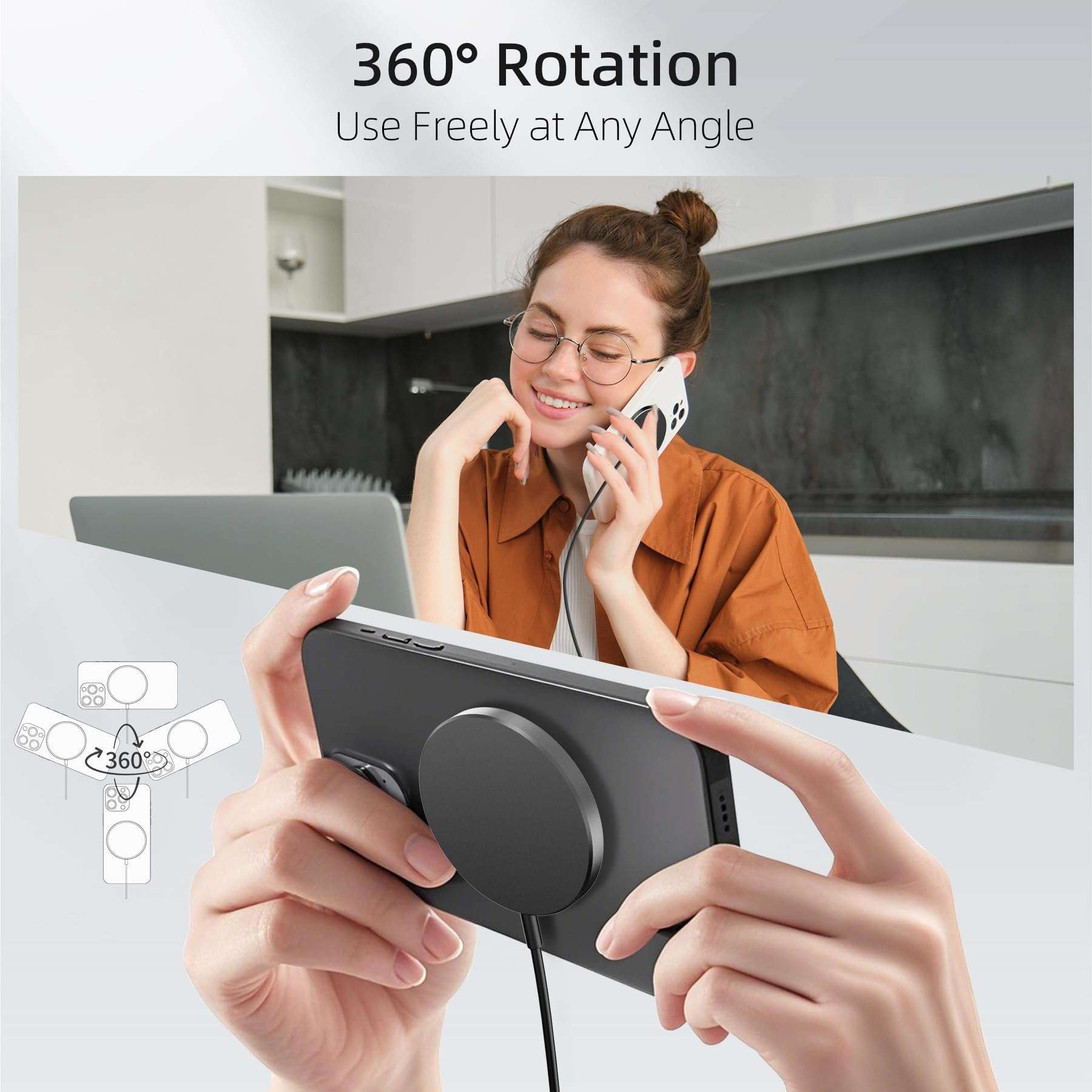 3-Pack for Magnetic Wireless Charging Pad: 15W Qi Magnetic Portable for Apple Fast 6