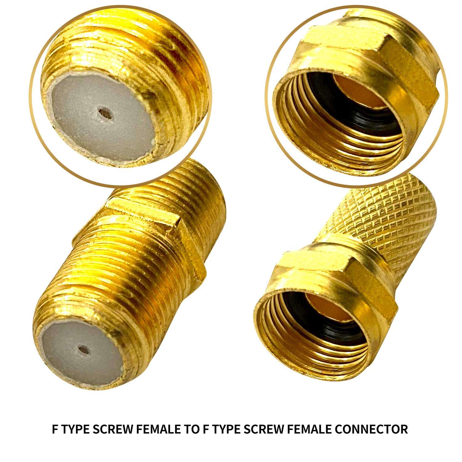 Young4us F Type Connector Kit for Coaxial Cable Extension/Repair, 8 Pcs RG6 Plug Connector and 4 Pcs Female Extended Connectors for Satellite TV Aerial Sky Virgin NTL Coaxial Cable, Pack of 12 3