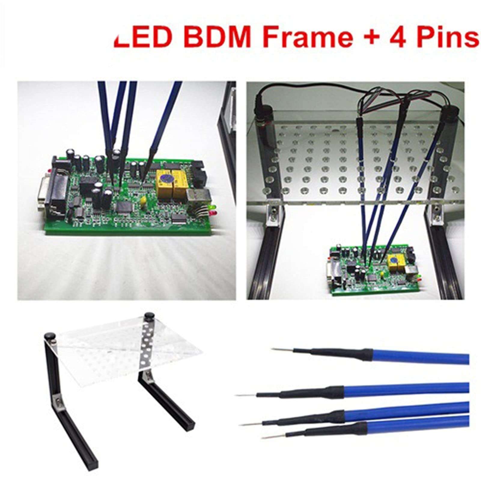 Power Circuit Probe Kit Frame Adapter ECU Programming Tool 22 Adapters Frame with LED Light 4 Probe Pins for Galletto for Truck Motorcycle Boat (Color : BDM Frame) 3