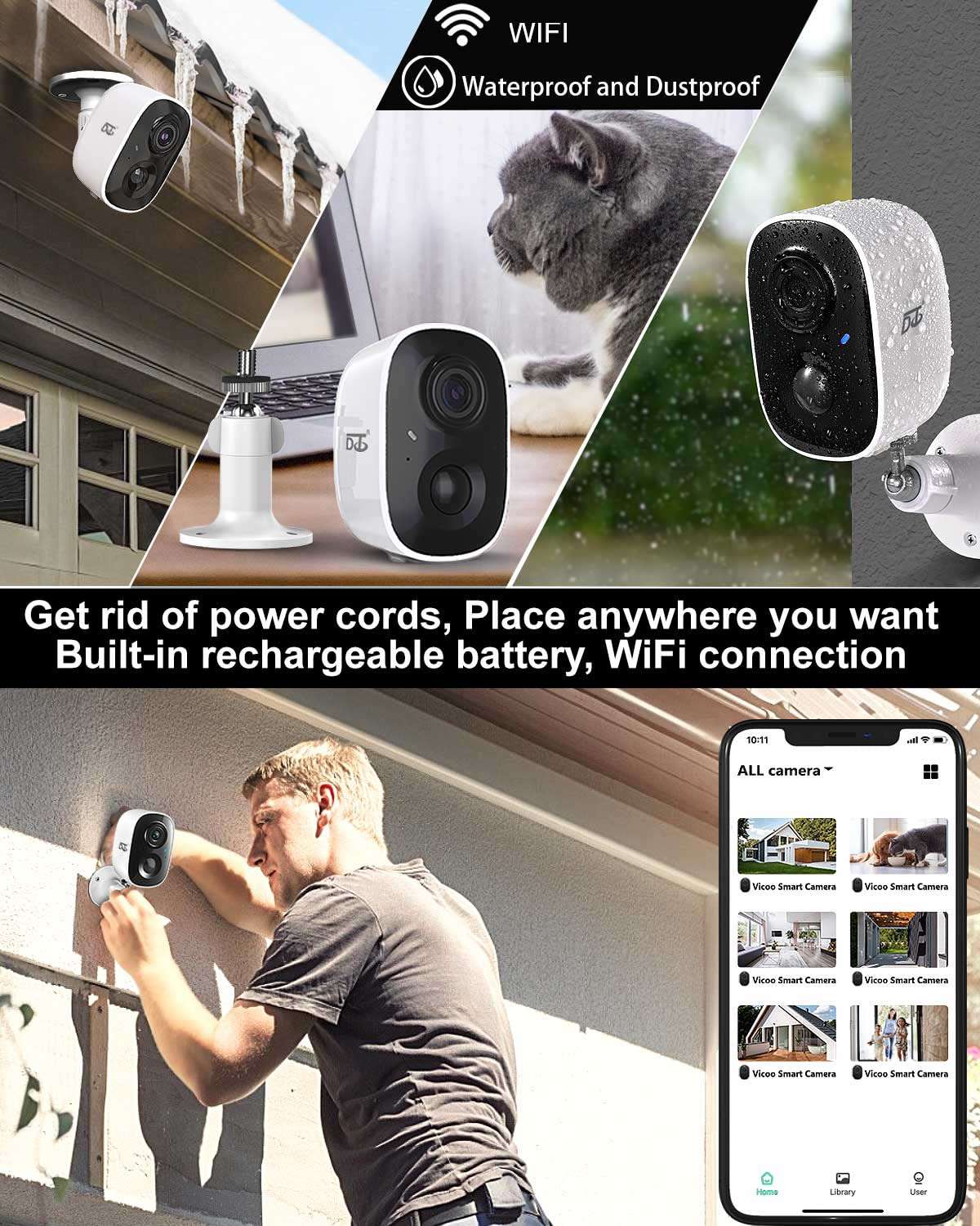 DCT Security Camera Outdoor and 2Pack 4MP Battery Powered Camera for Home Security 5