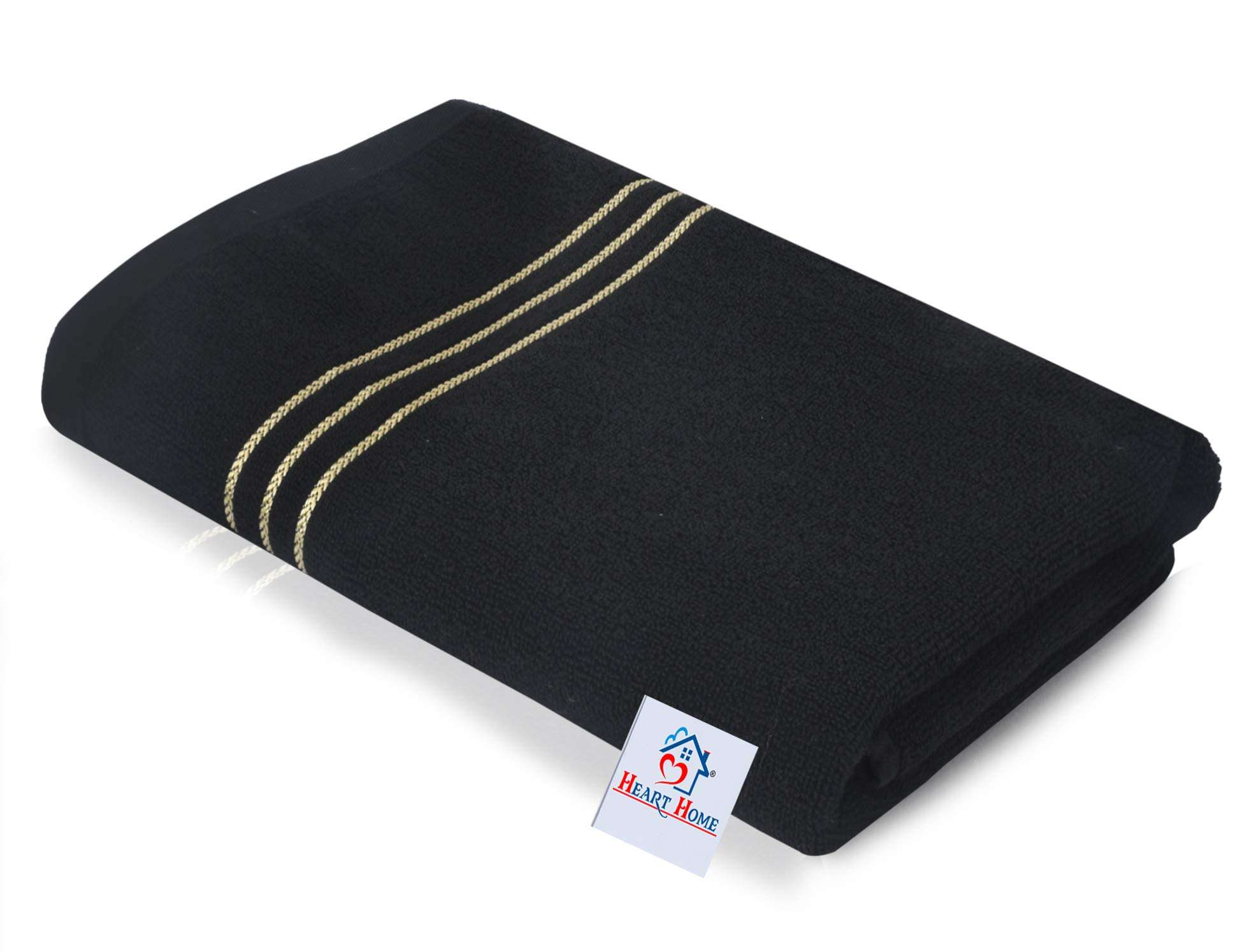 Heart Home Cotton 3 Pieces Bath Towel Super Soft, Fluffy, and Absorbent, Perfect for Daily Use 100% Cotton Towels, 400 GSM (Black)-HEART11584 3