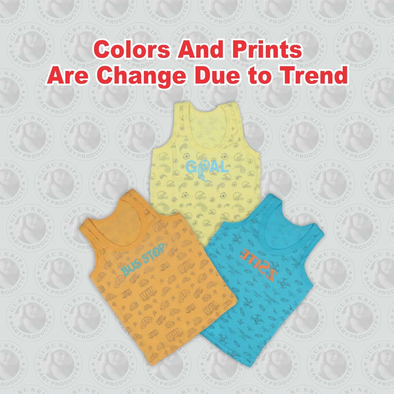 TINY LOOKS Vest for Babies Sleeveless Hosiery Inner Wear for Baby Essential Cotton Under Wear Girls Boys Stylish Printed Sando Baniyan for Unisex Baby Vest 0-3 Month Pack of 3 Multicolour 4