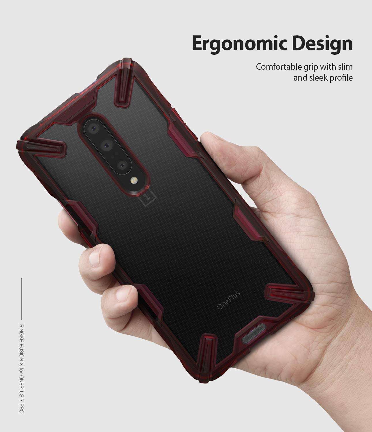 Ringke Fusion-X Designed for OnePlus 7 Pro Case Impact Resistant Protection Cover for OnePlus 7 Pro 5G (6.7") - Ruby Red 5