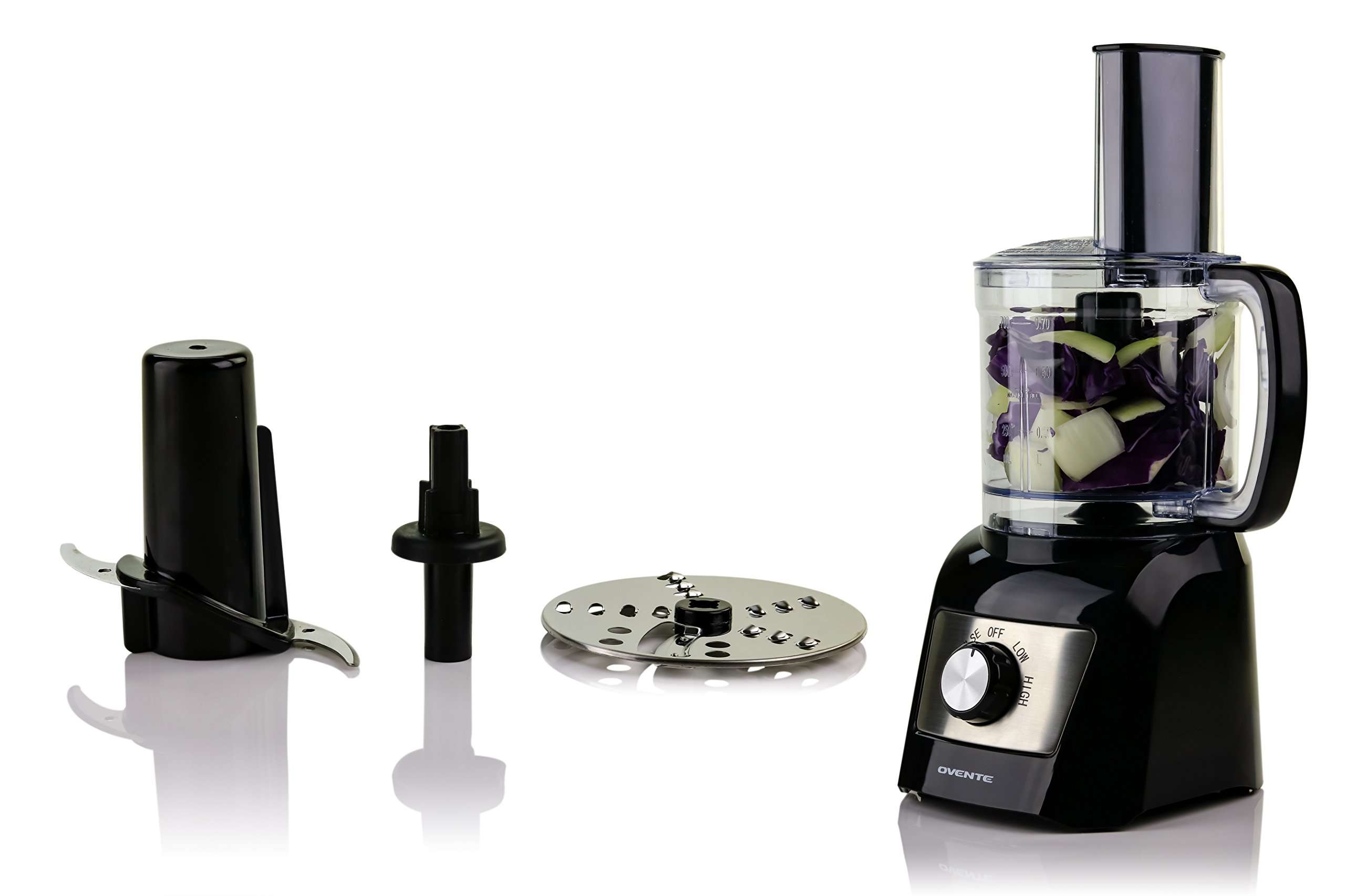Ovente Electric Mini Food Processor & Vegetable Chopper 3 Cup Capacity with Stainless Steel Chopping Blade, 300 Watts & 2 Speed Control, Compact Processor for Chop, Blend, and Puree, Black (PF2003B)