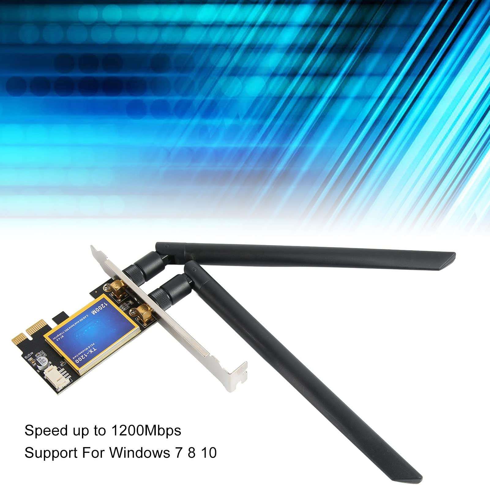 PCIE WiFi Card, Dual Band Wireless PCI Express Adapter, 1200Mbps Bluetooth 4.0 PCIE WiFi Card, Desktop Wireless Network Adapter Supports Windows 7 8 10 4