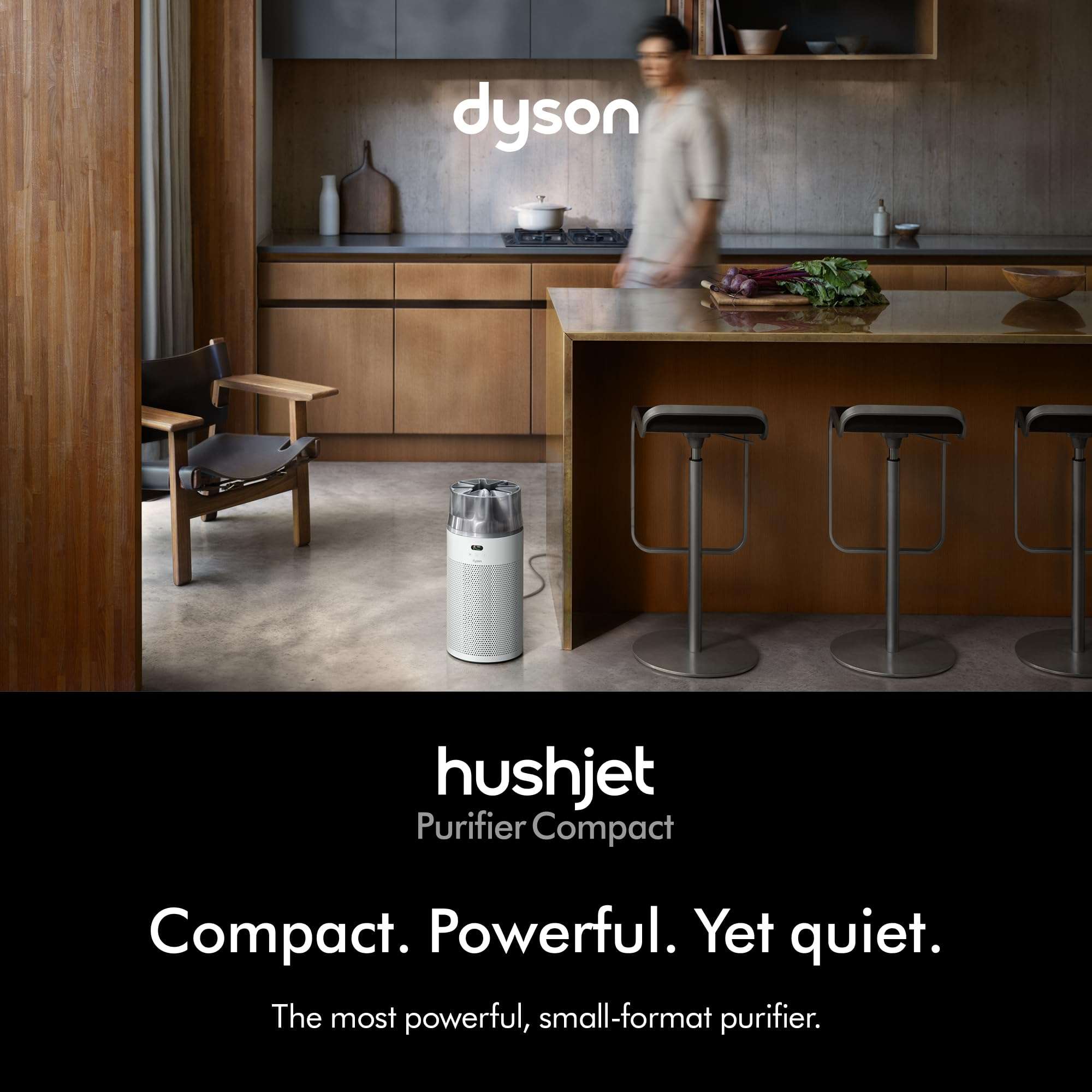 Dyson Hushjet Purifier Compact-HJ10 | Removes 99.97% of pollutants as small as PM 0.3 | Upto 5 Yr Electrostatic filter life | Max coverage upto 1076 sq.ft. | 2 Yr Warranty (White/Silver) 3