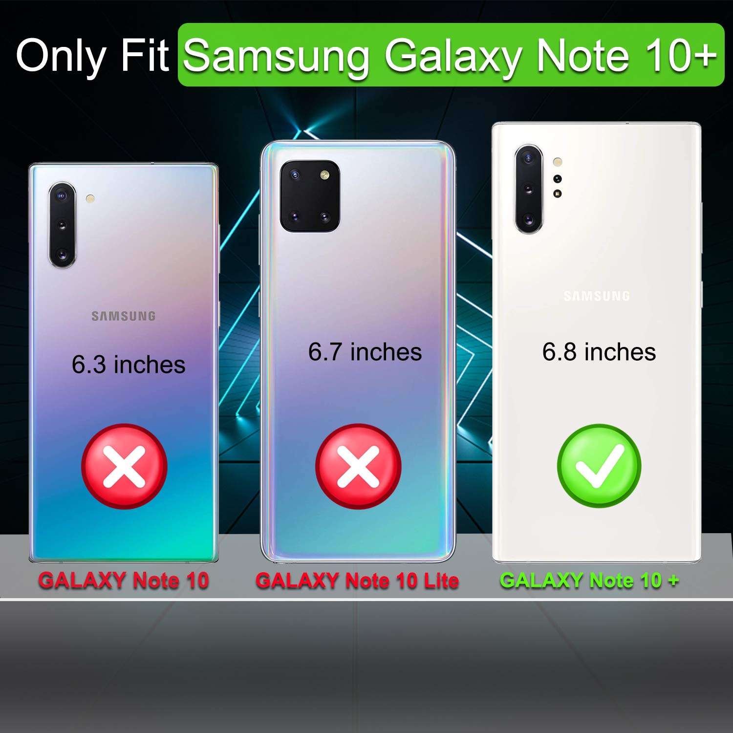 Compatible for Samsung Note 10 Plus Case, for Galaxy Note 10+ Case with Screen Protector [3D PET, 2 Pack], Jshru Rotating Ring Kickstand Protective Case for Samsung Galaxy Note 10 Plus, Midnight Green 2