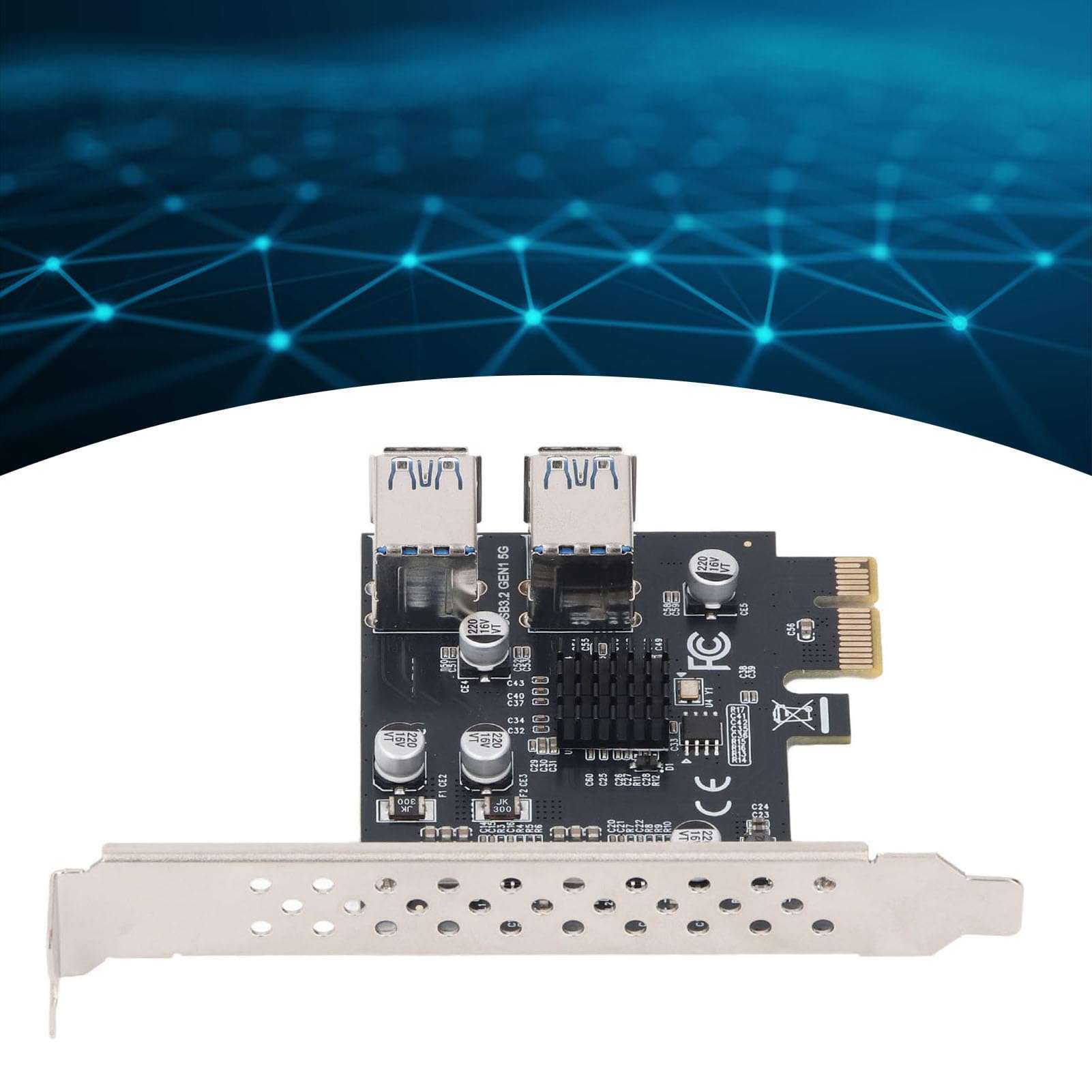 BAFOVY High Speed PCI E 1X to 4 USB 3.0 Adapter, 5Gbps Data Transfer,1 X 4 Ports PCIe Riser Adapter Board, Hot Swapping Support, Equipped with Powerful Main Control Chip, Compatible 4