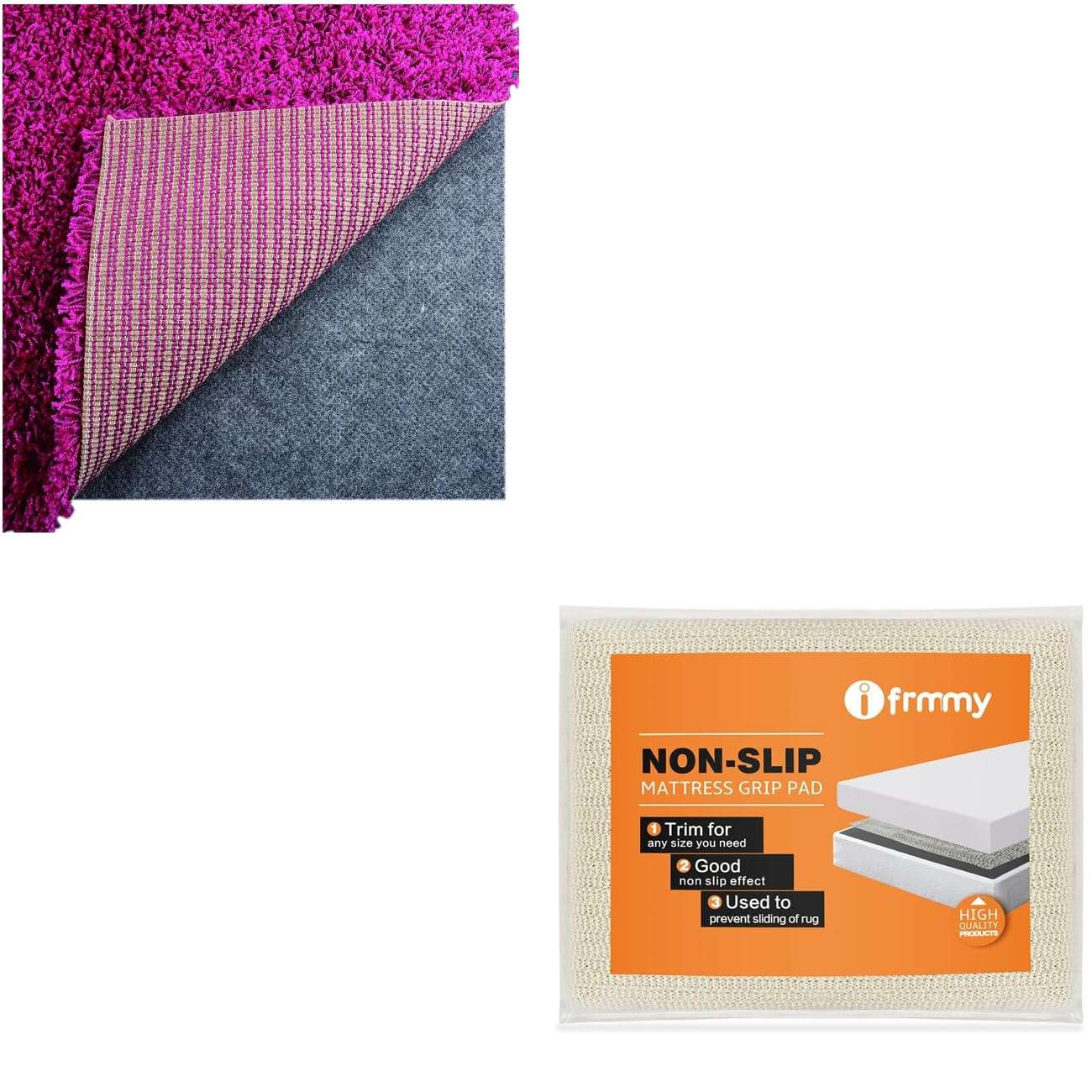 Ultra Strong Anti-Slip Rug Felt Pad 2 x 4 ft Non Slip Area Gripper + Non Slip Grip Pad for Twin Size Mattress 1