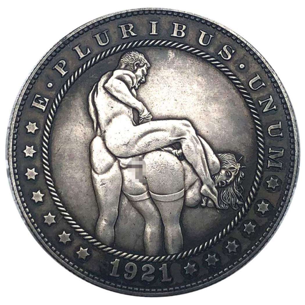 MOMOKY Expression of Love Hobo Coin Collecting 1921 Challenge Coin-Funny Adult Toy Arts Naked Souvenir Old Coins-American Liberty Eagle Lucky Morgan Coin Discovery Collection 4