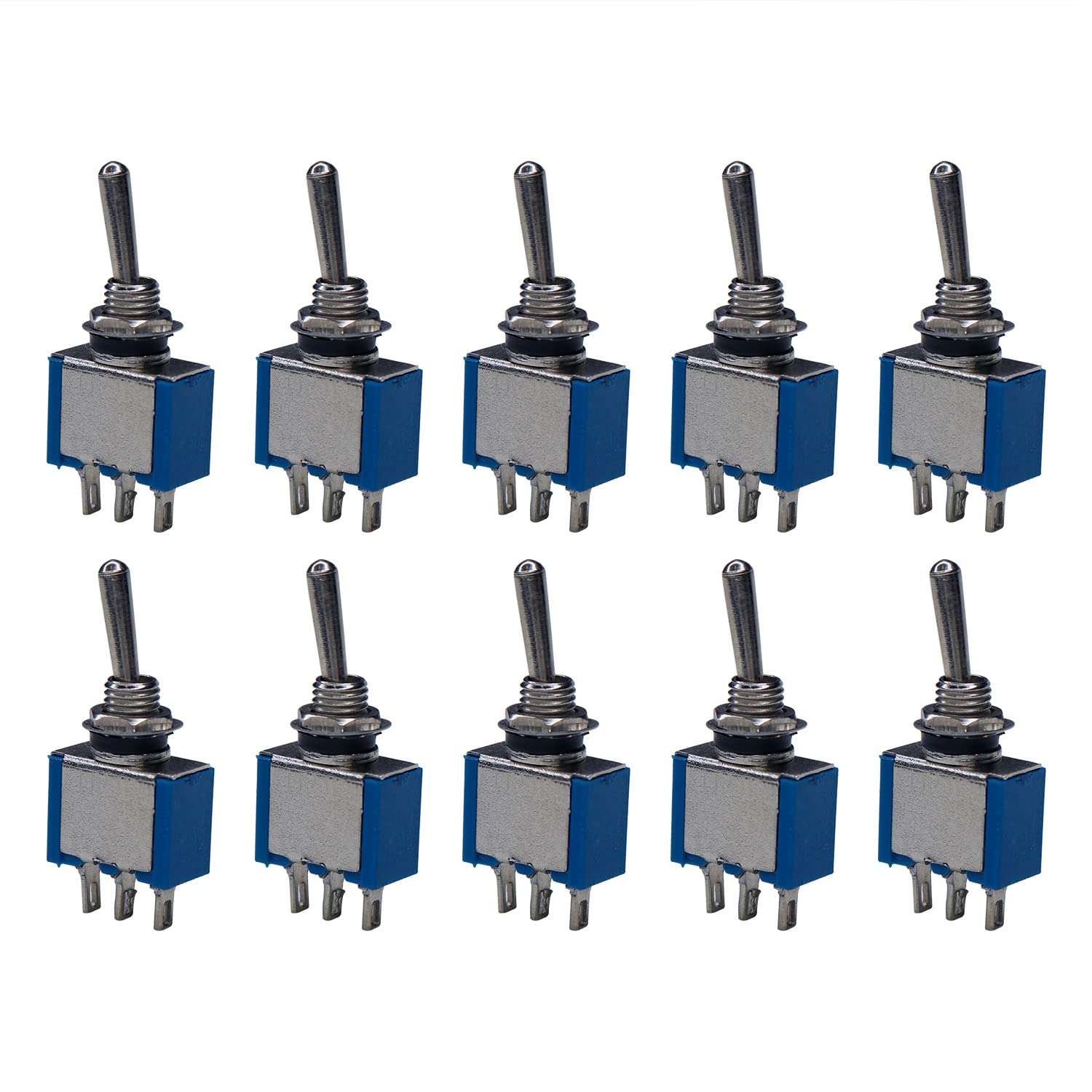 Electronic Spices 10pcs SPDT Mini Toggle Switch 3-Pin 2 Position ON/ON Miniature Toggle Switch 6A 125V AC