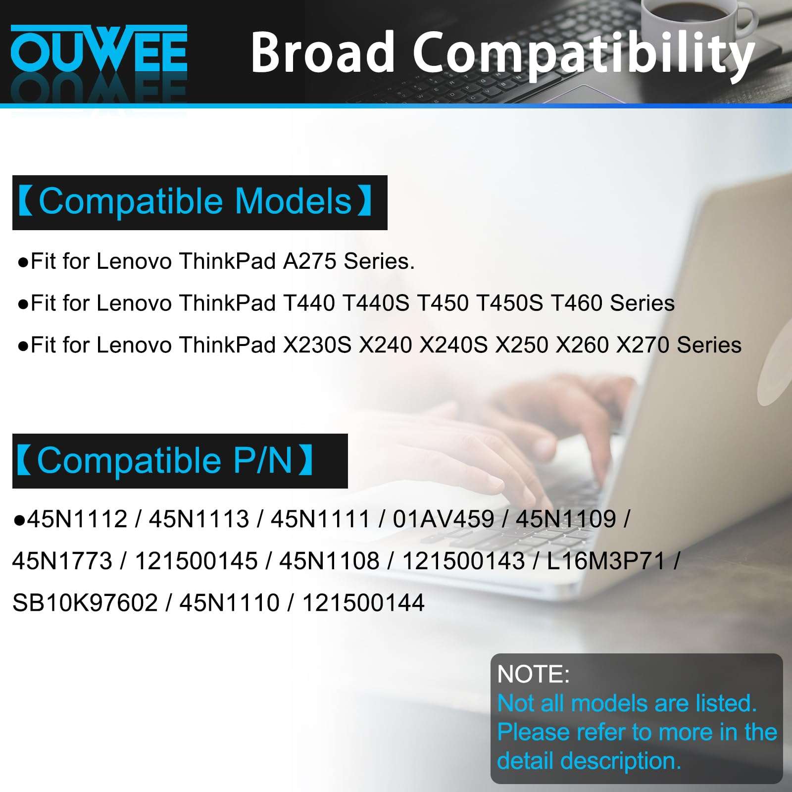 OUWEE 45N1112 Laptop Battery Compatible with Lenovo ThinkPad A275 T440 T440S T450 T450S T460 X230S X240 X240S X250 X260 X270 Series Internal 45N1113 45N1111 01AV459 45N1109 45N1110 45N1773 11.4V 24Wh 4