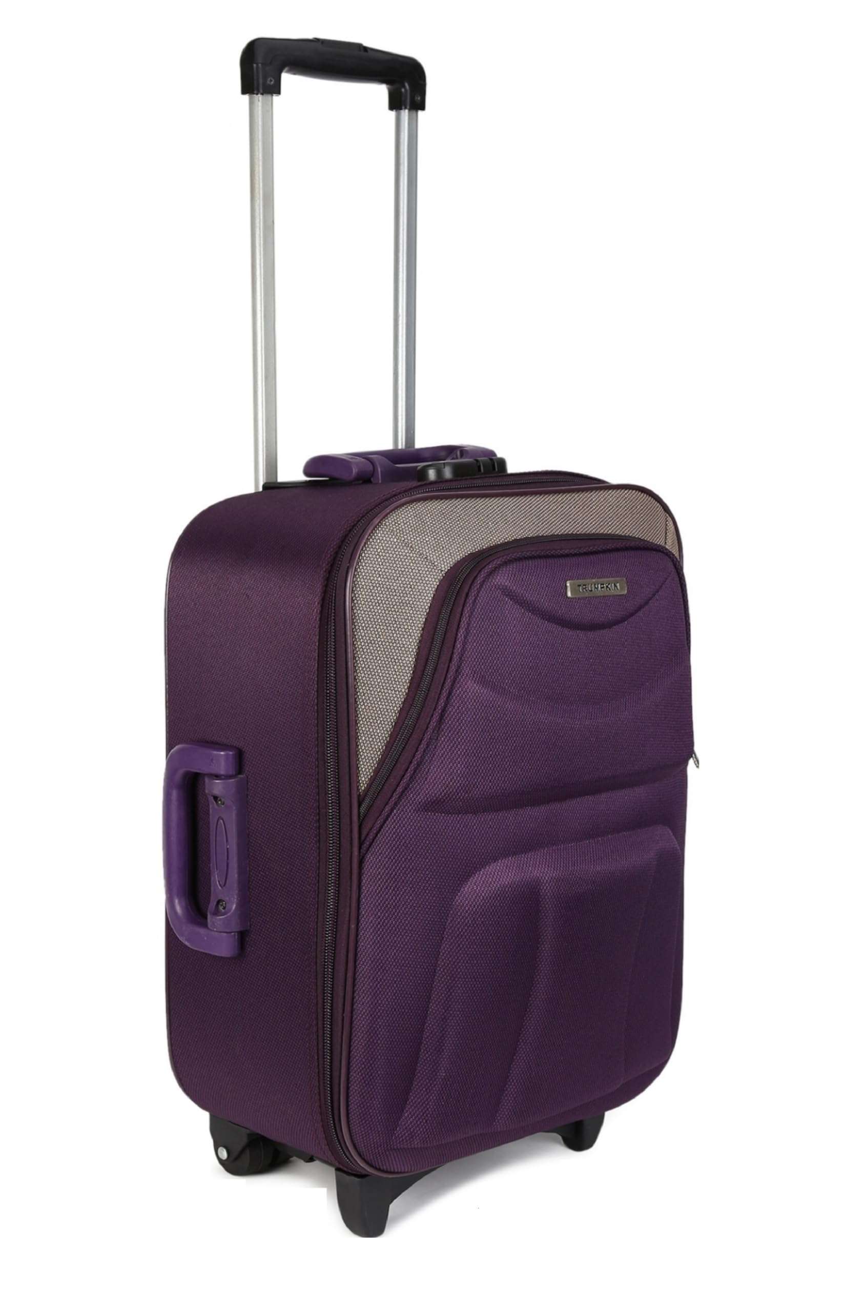 Scottish Model Polyester Soft-Side 66cm Medium Check-in 2 Wheels Luggage Trolley Bag with Spinner Wheels (Medium, Purple Brown)