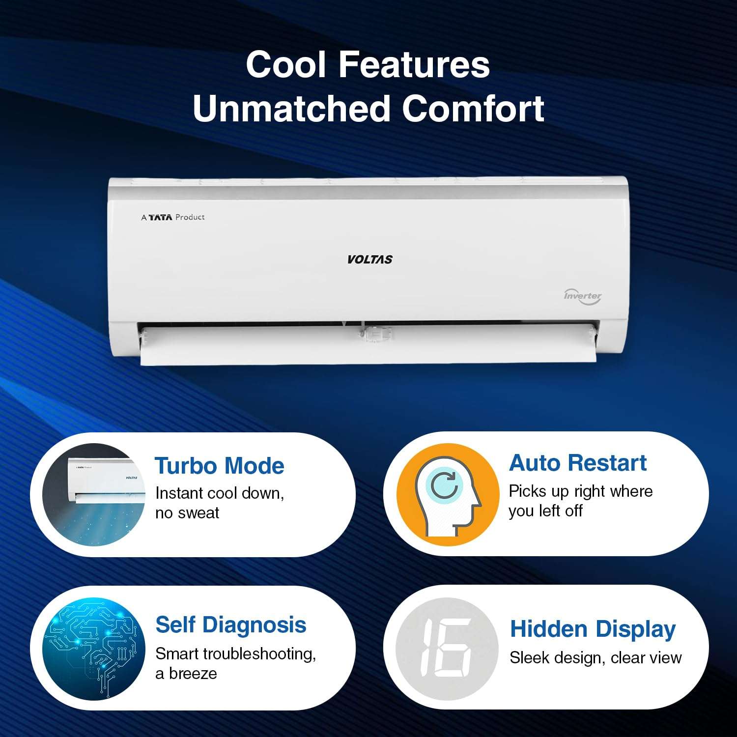 Voltas 1 ton 3 Star Inverter Split AC (Copper, 4-in-1 Adjustable Mode, Anti-dust Filter, 2024 Model, 123V CAE, White) 6