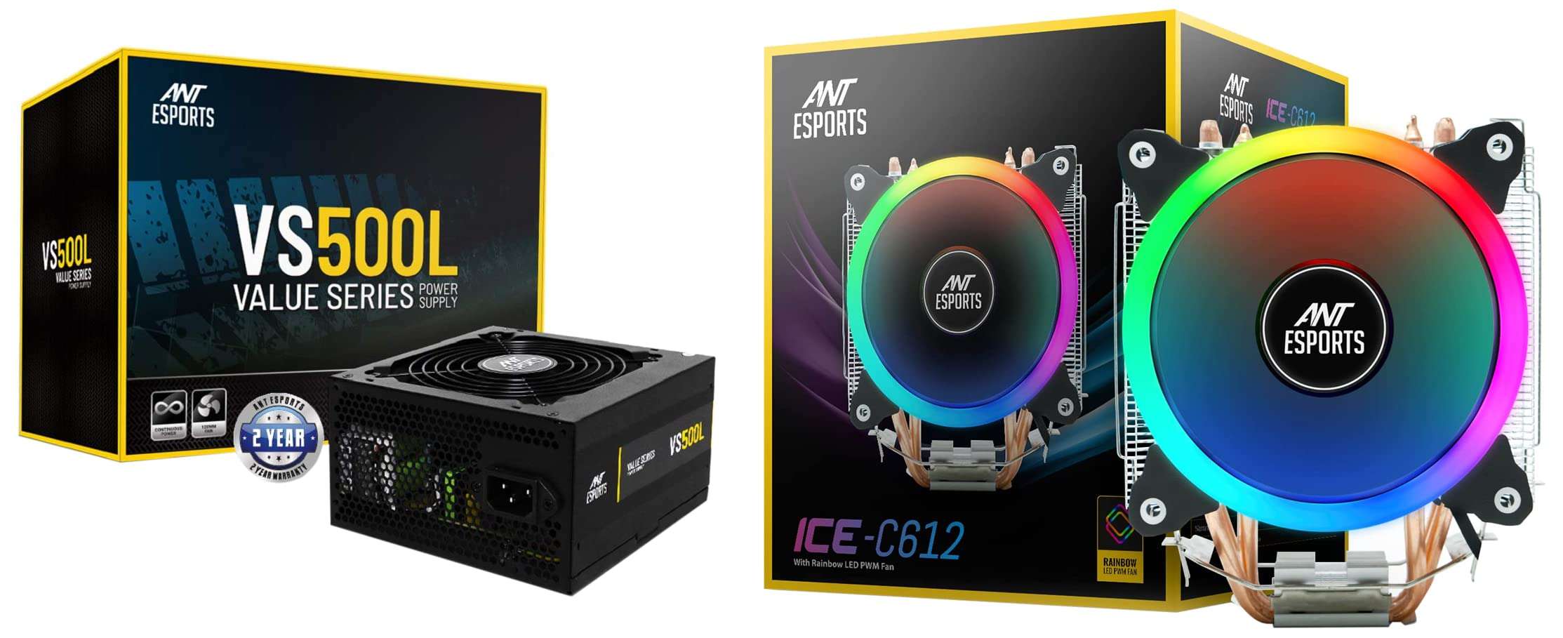 Ant Esports VS500L NonModular High Efficiency Gaming Power Supply/PSU with 1 x PCIe and 120mm Silent