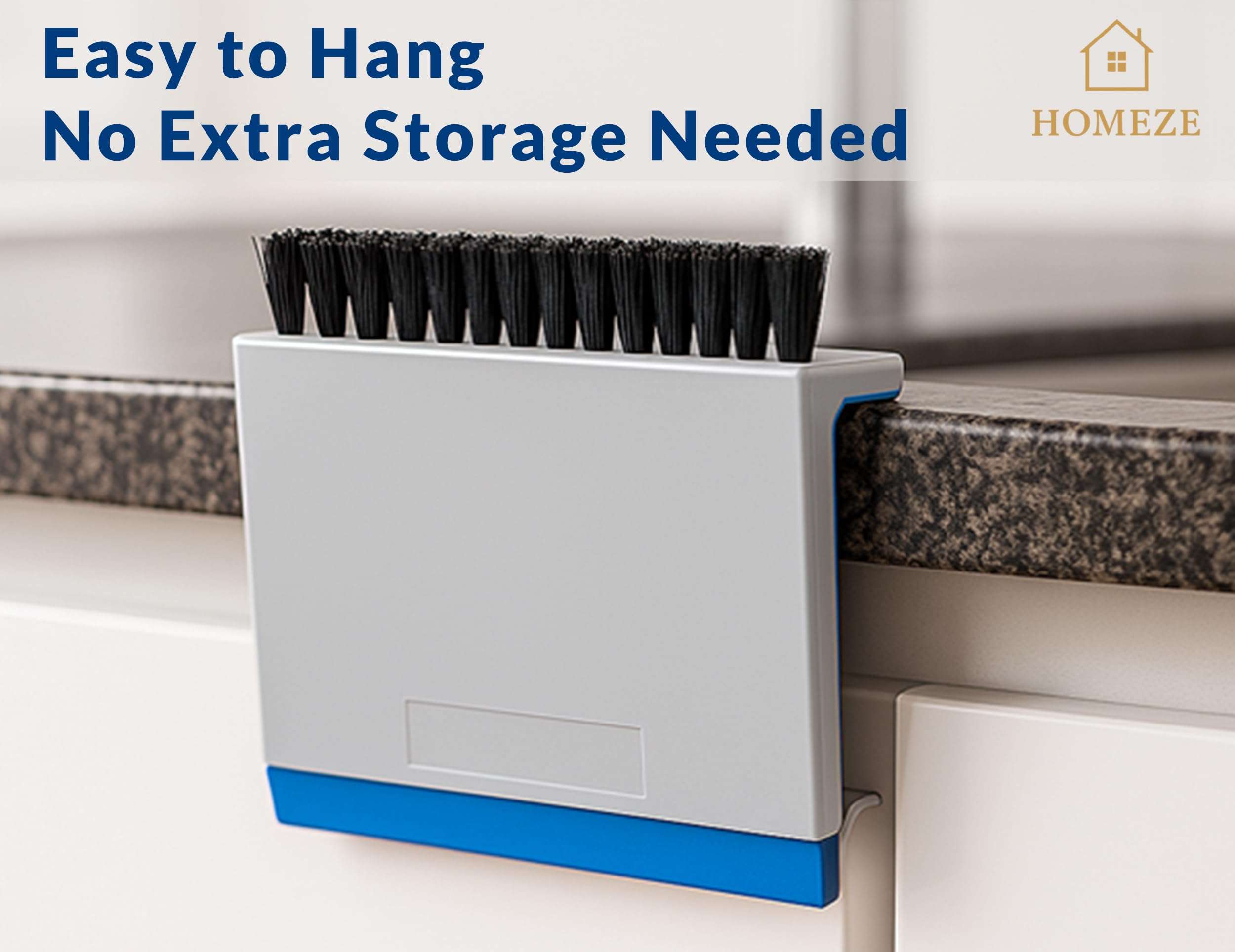 HOMEZE 2-in-1 Countertop Brush & Squeegee – Crumb Sweeper + Water Wiper, Edge-Hanging Compact Cleaner for Kitchen Sink & Counter, Bathroom Mirror/Slab, Desk & Sofa – Space-Saving Multi-Surface Tool 5