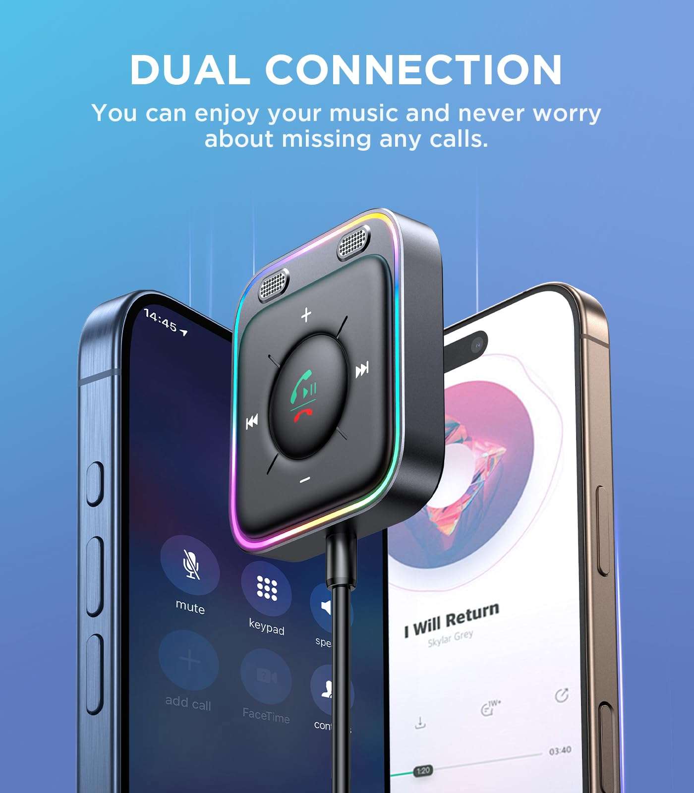 JOYROOM Bluetooth 5.4 AUX Car Adapter[2025 Upgrade] [Stronger Dual Mics& Noise Cancellation] [Multifunction Button& Plug-and-Play] Bluetooth Receiver for Car Music/Hands-Free Calls/Stereo Audio, Black 6