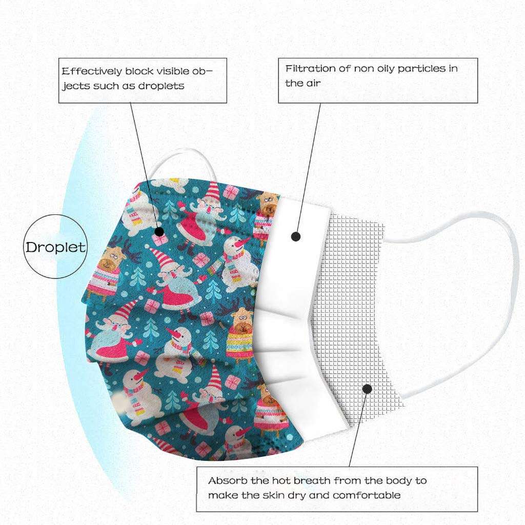Coolbiz Kids Disposable Face_Mask,50pcs Cute Printing Face Bandanas,3 Ply Non-Woven Breathable for Outdoor Activities 3