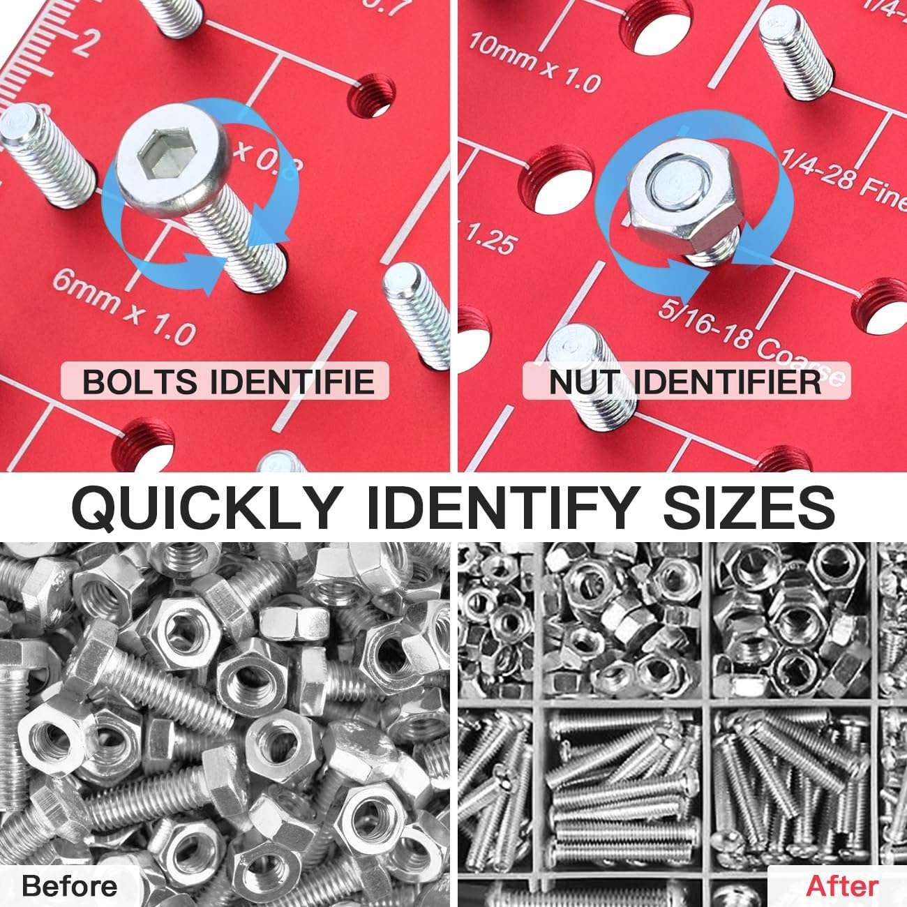 MiYee Thread Checker 42 Nut and Bolt Thread Checker and Nut Identifier Gauge 19 Standard and 15 Metric Bolt Size and 8 Drill Bit Gauge Thread with Inch and Centimeter Ruler 5