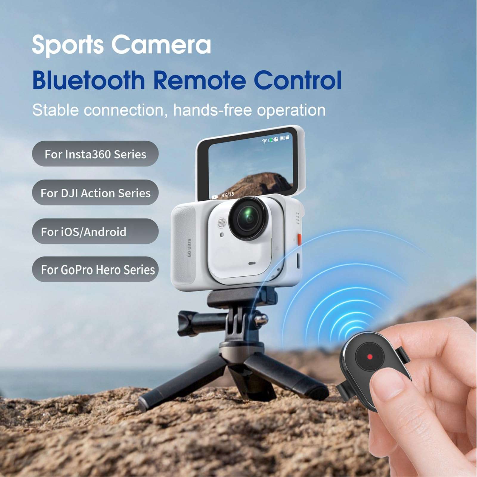 Gaekol Mini Remote Control Compatible with DJI Osmo 360/Action 6/Action 5 Pro/4, for GoPro Hero 13/12/11/10/9/MAX2, for Insta360 X5/X4 Air/X4/X3/Ace Pro 2/Ace Pro/Ace/Go 3S/Go Ultra, and Smartphones 3